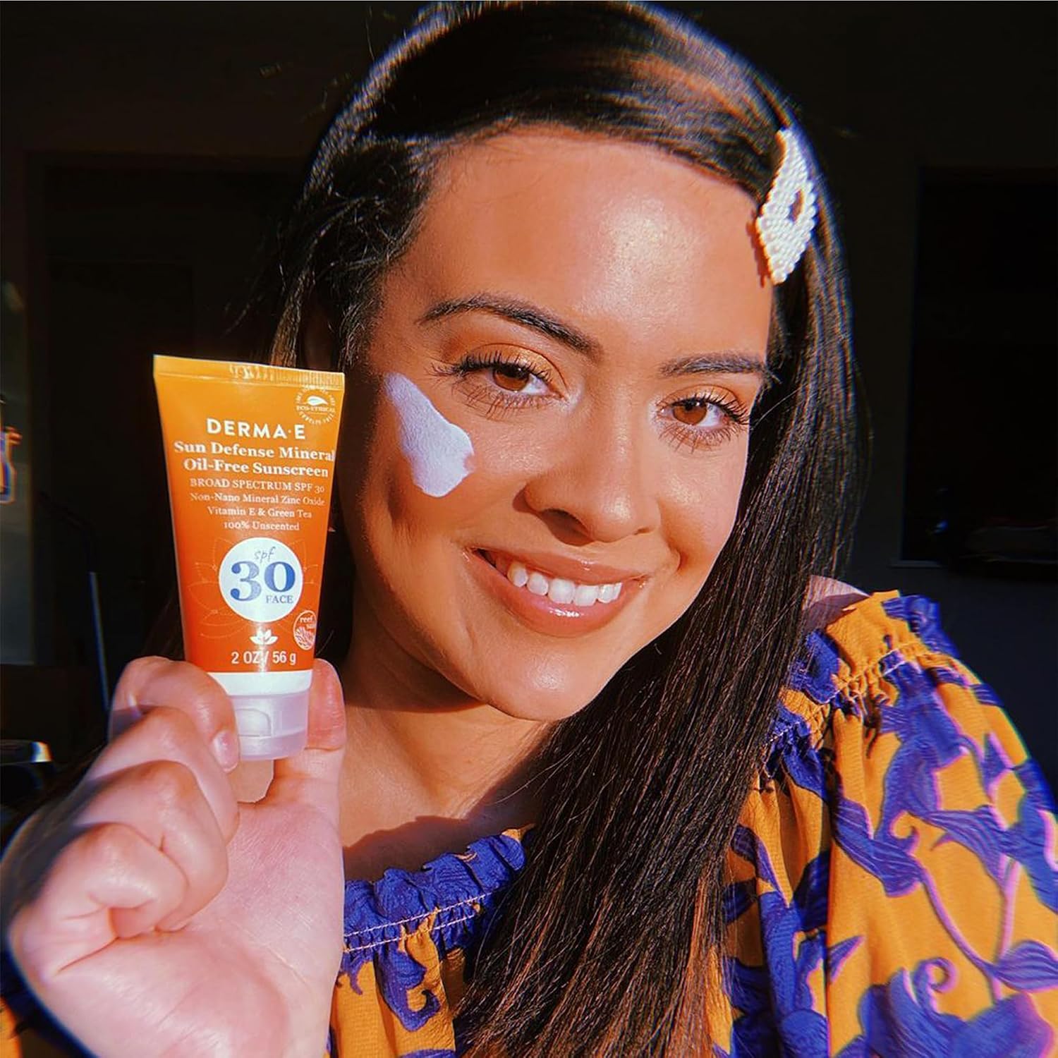 DERMA E Sun Defense Mineral Oil-Free Sunscreen SPF 30 Face – Broad Spectrum Facial Sun Cream – Hypoallergenic