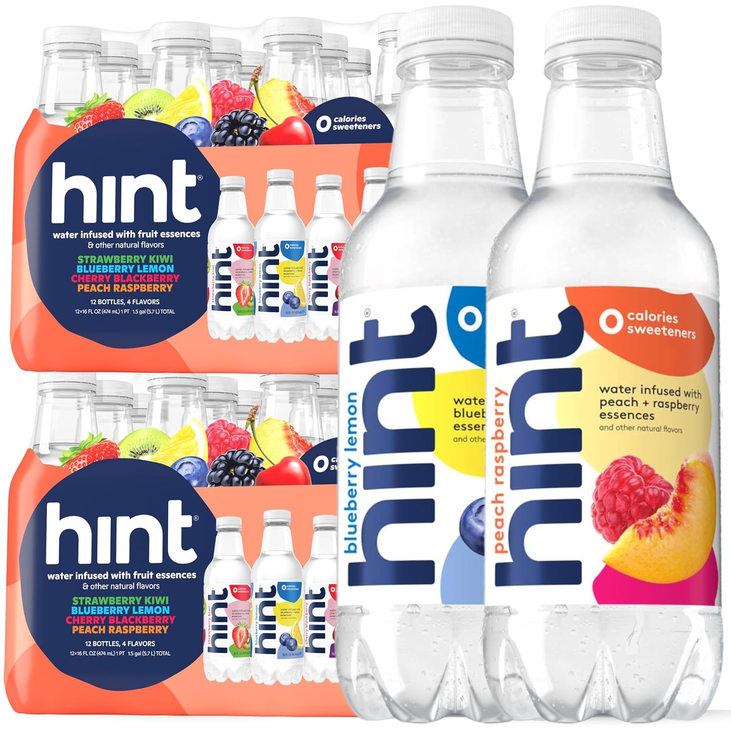 Hint Flavored Water Zero Sugar 0 Calories - Pineapple 16 FL Oz (12 pack) | Crisp, refreshing water, fruit flavors. 0 calories, 0 sugar, 0 sweeteners. Hydration for wellness. Gluten-free, Kosher, Vegan