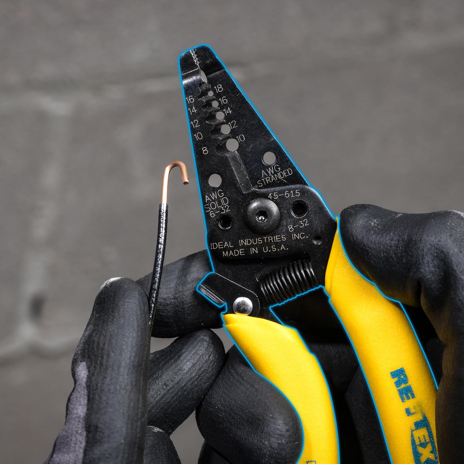 IDEAL Electrical Reflex Super T-Stripper Wire Strippers, 8–16 AWG Solid, 10–18 AWG Stranded, Ergonomic Wire Cutter and Stripping Tool with Textured Sleeves, Locking Handle