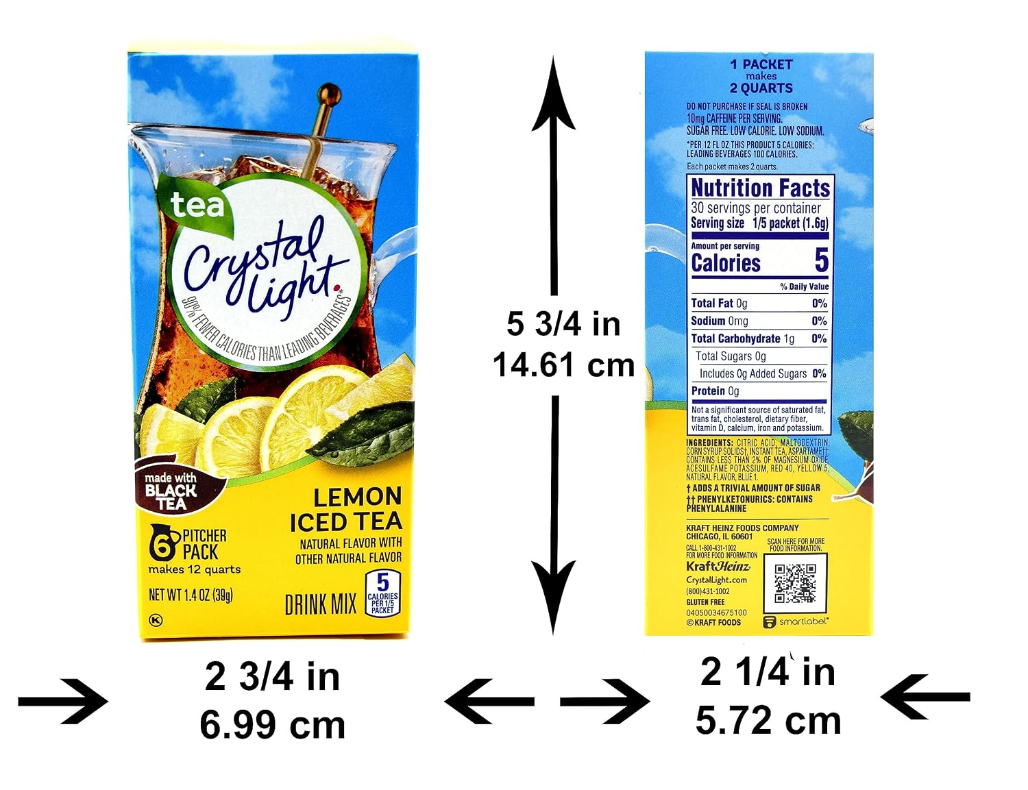 Crystal Light Iced Tea Drink Mix, Natural Lemon Flavor (12-Quart), 1.4-Ounce Packages (Pack of 4)