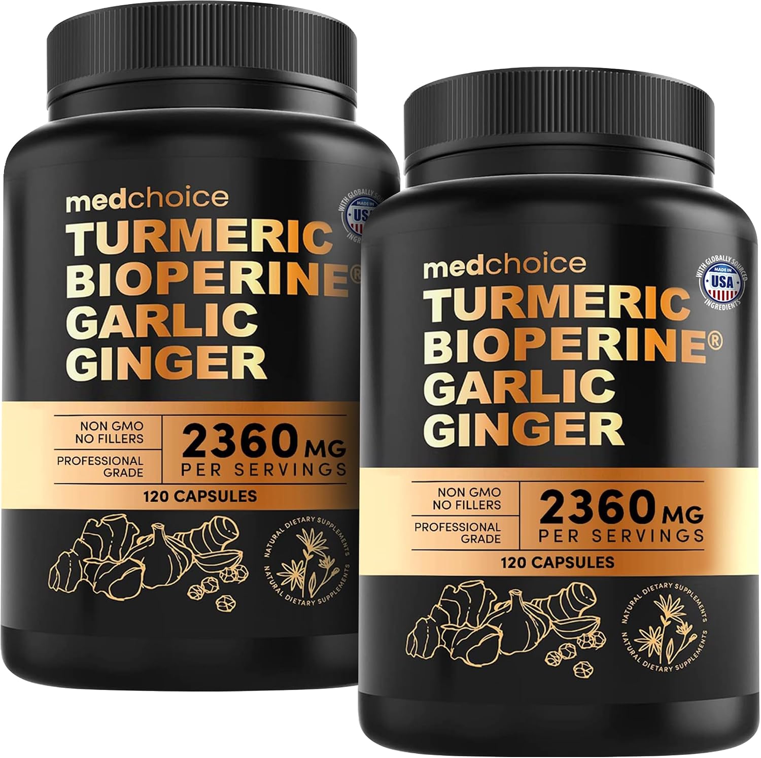 MEDCHOICE 4-in-1 Turmeric Joint Support with Garlic & BioPerine, 120ct