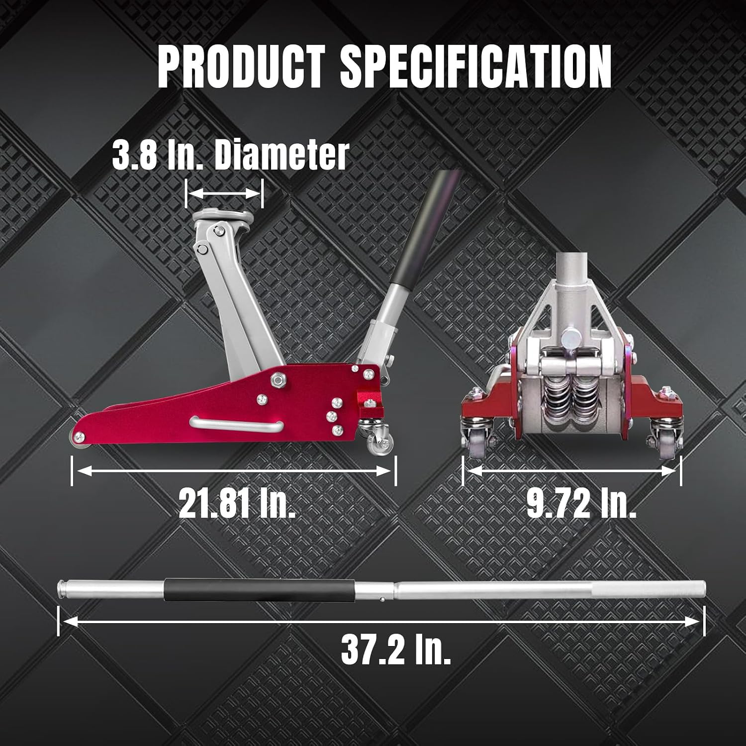BIG RED T815016L Torin Hydraulic Low Profile Aluminum and Steel Racing Floor Jack with Dual Piston Quick Lift Pump, 1.5 Ton (3,000 lb) Capacity, Blue, T815016L