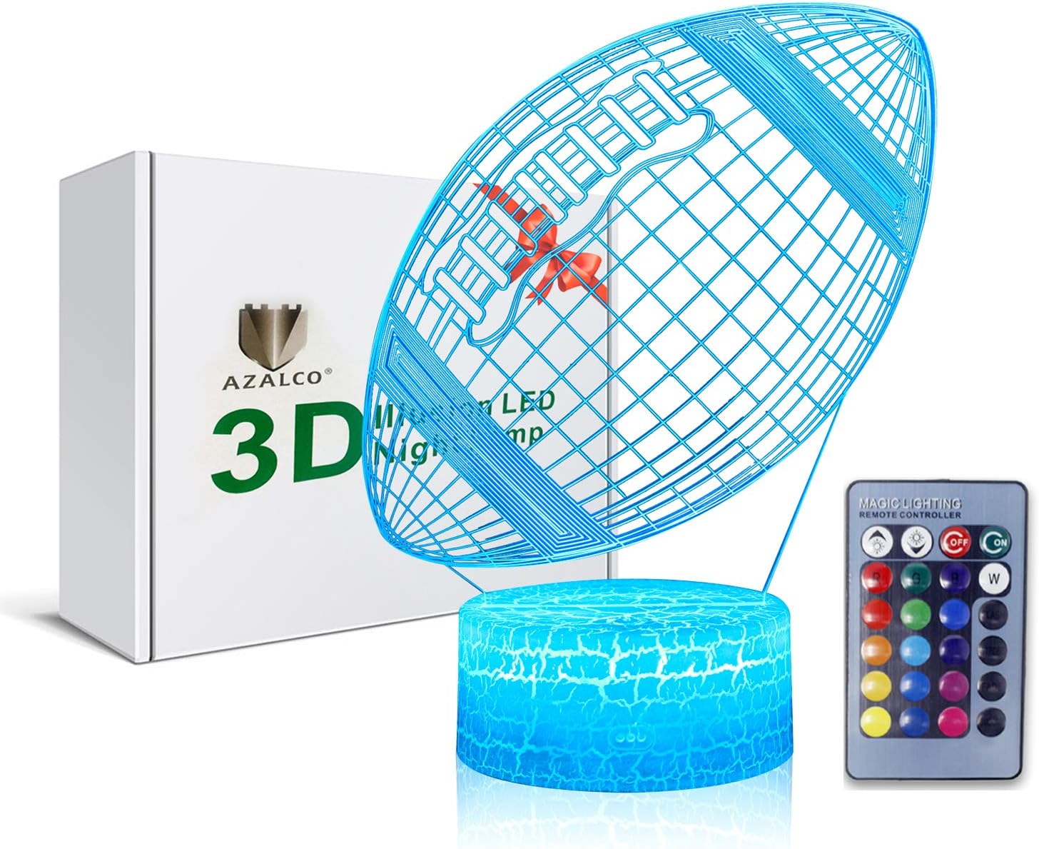Volleyball 3D Illusion Night Light,16 Colors Changing Touch Switch & Remote Control,Acrylic Flat & ABS White Crack Base &USB Cable Table Lamp