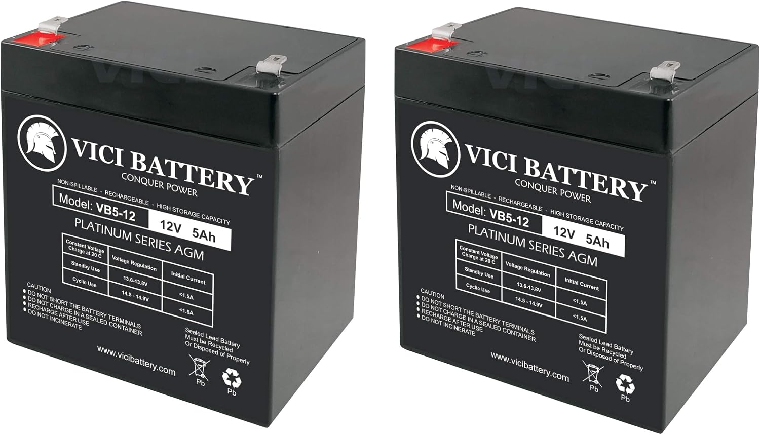 Vici 12V 5AH SLA Battery for Lawn and Garden Tool - 2 Pack Battery Brand Product
