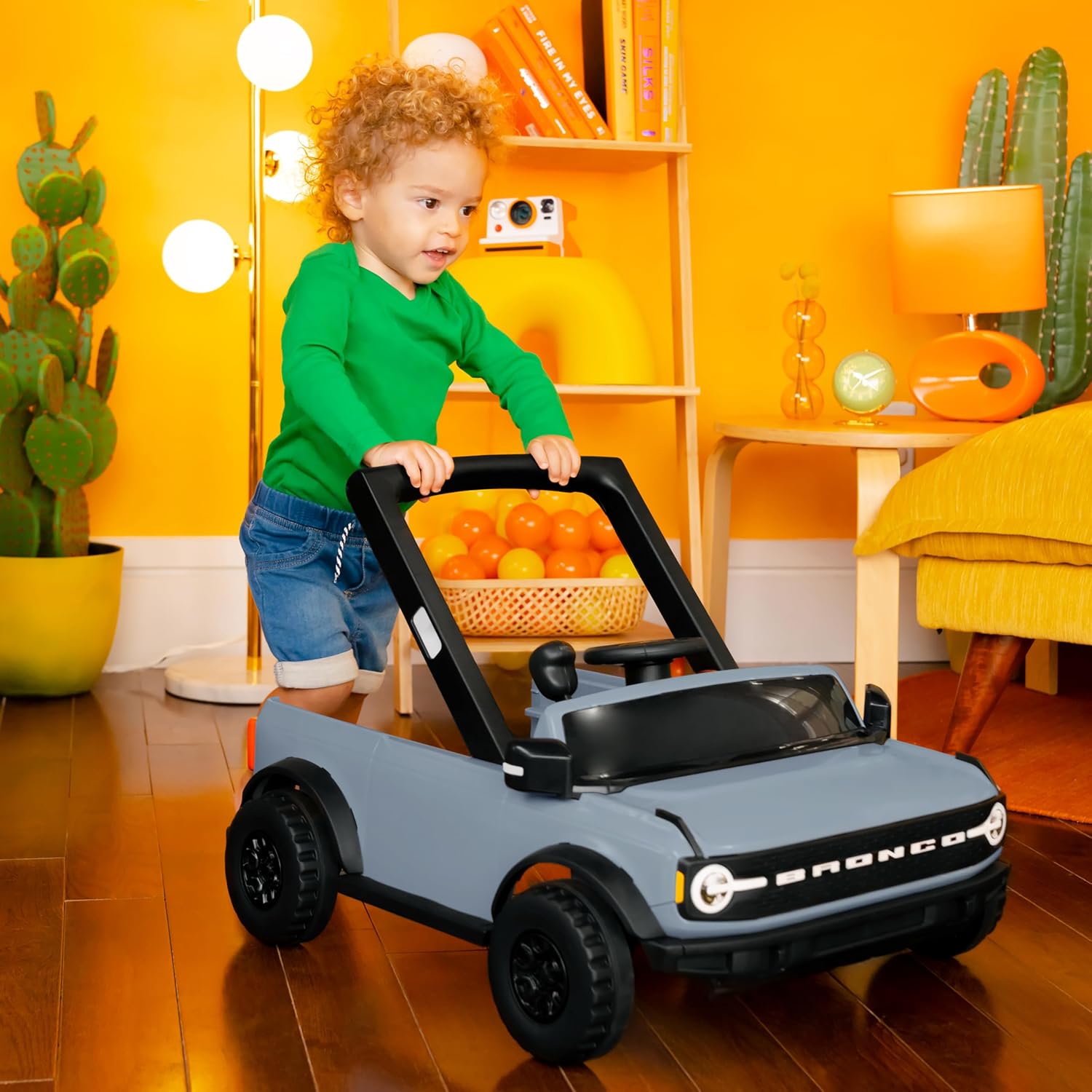 Bright Starts Ford Mustang 4-in-1 Pink Baby Activity Center & Push Walker with Removable Interactive Steering Wheel -Toy, 6 Months and up