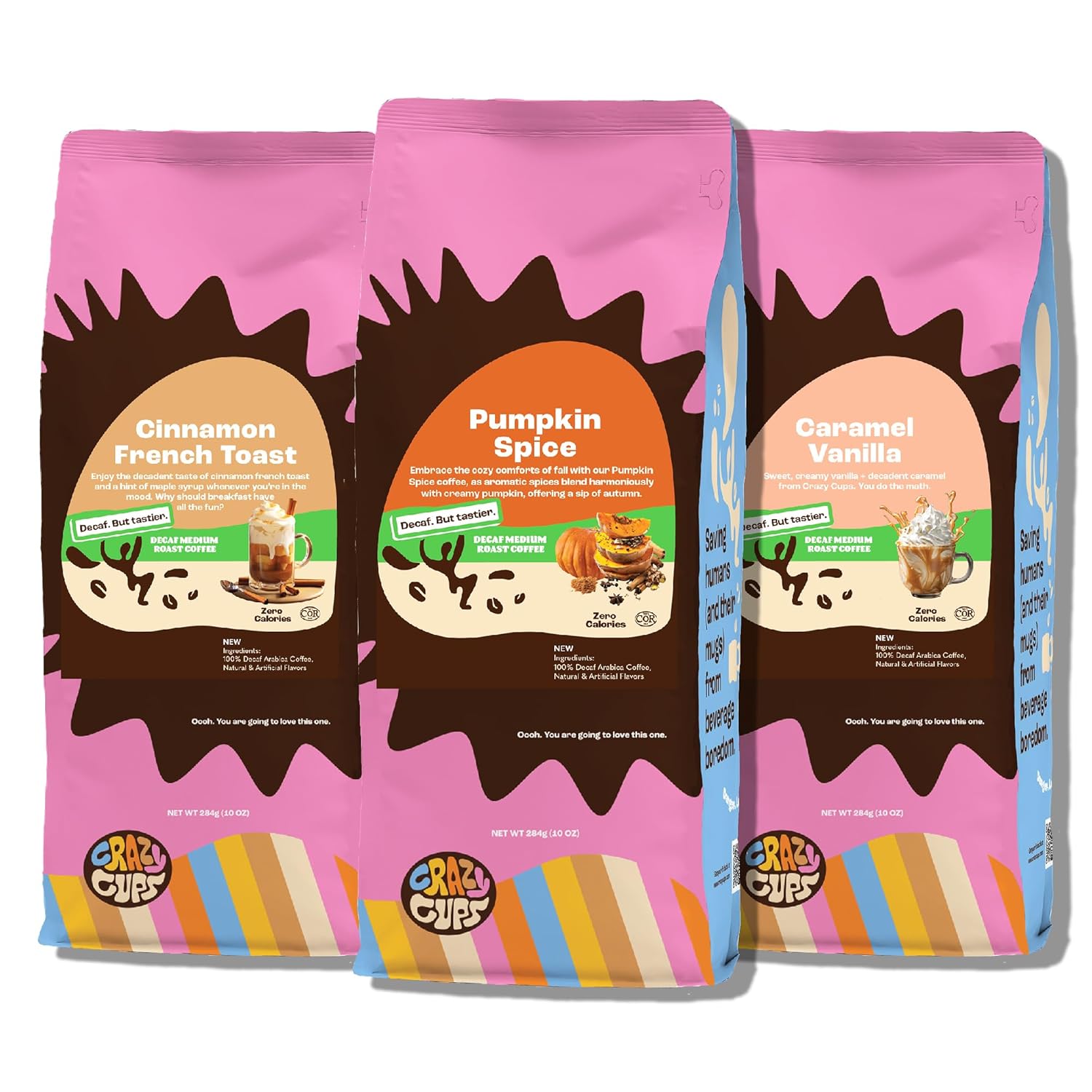 Crazy Cups Flavored Ground Coffee, Cinnamon French Toast, in 10 oz Bag, For Brewing Flavored Hot or Iced Coffee