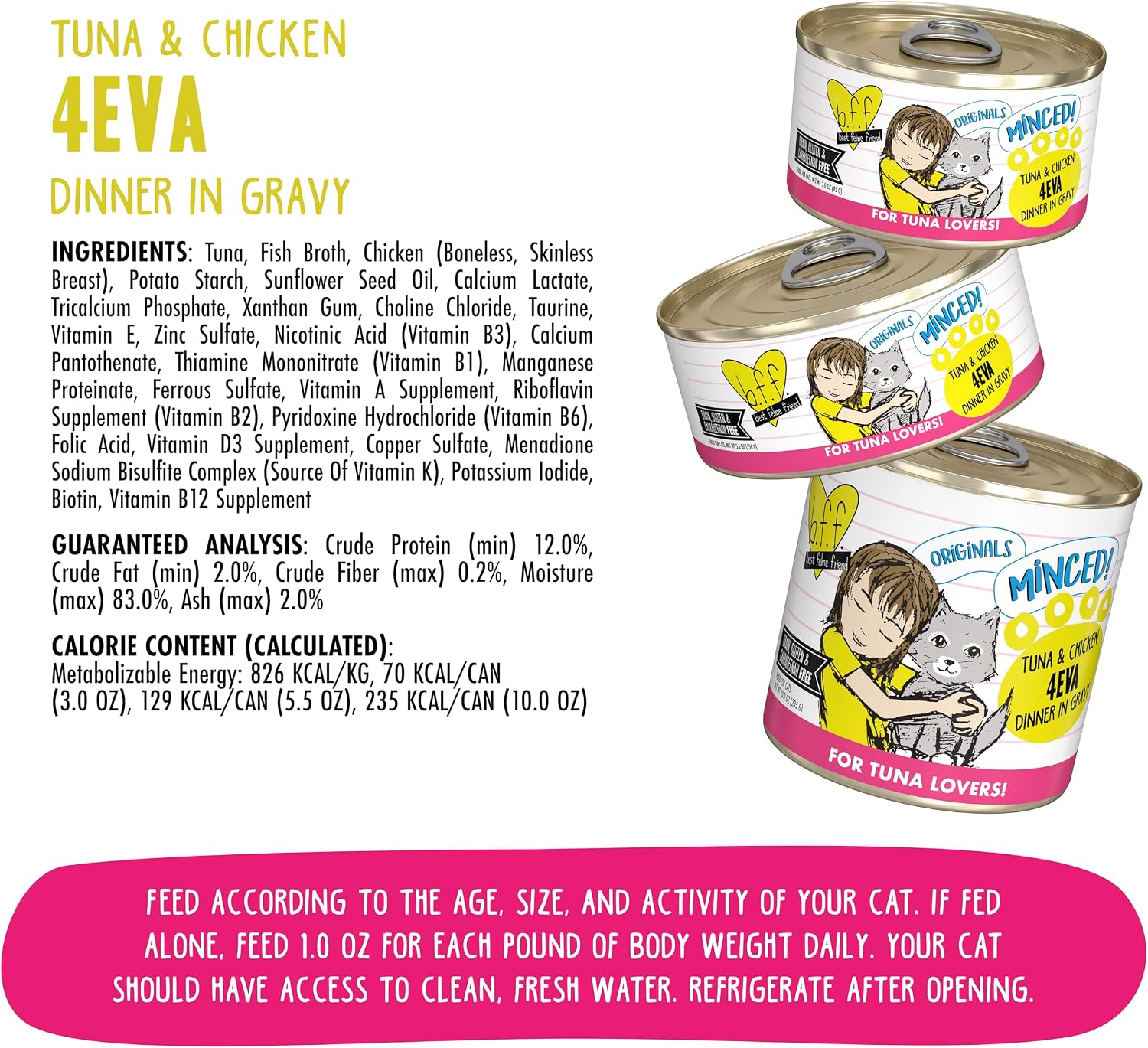 Weruva BFF Minced Natural Wet Cat Food, Batch O Besties Variety Pack, 5.5oz Can, Pack of 8