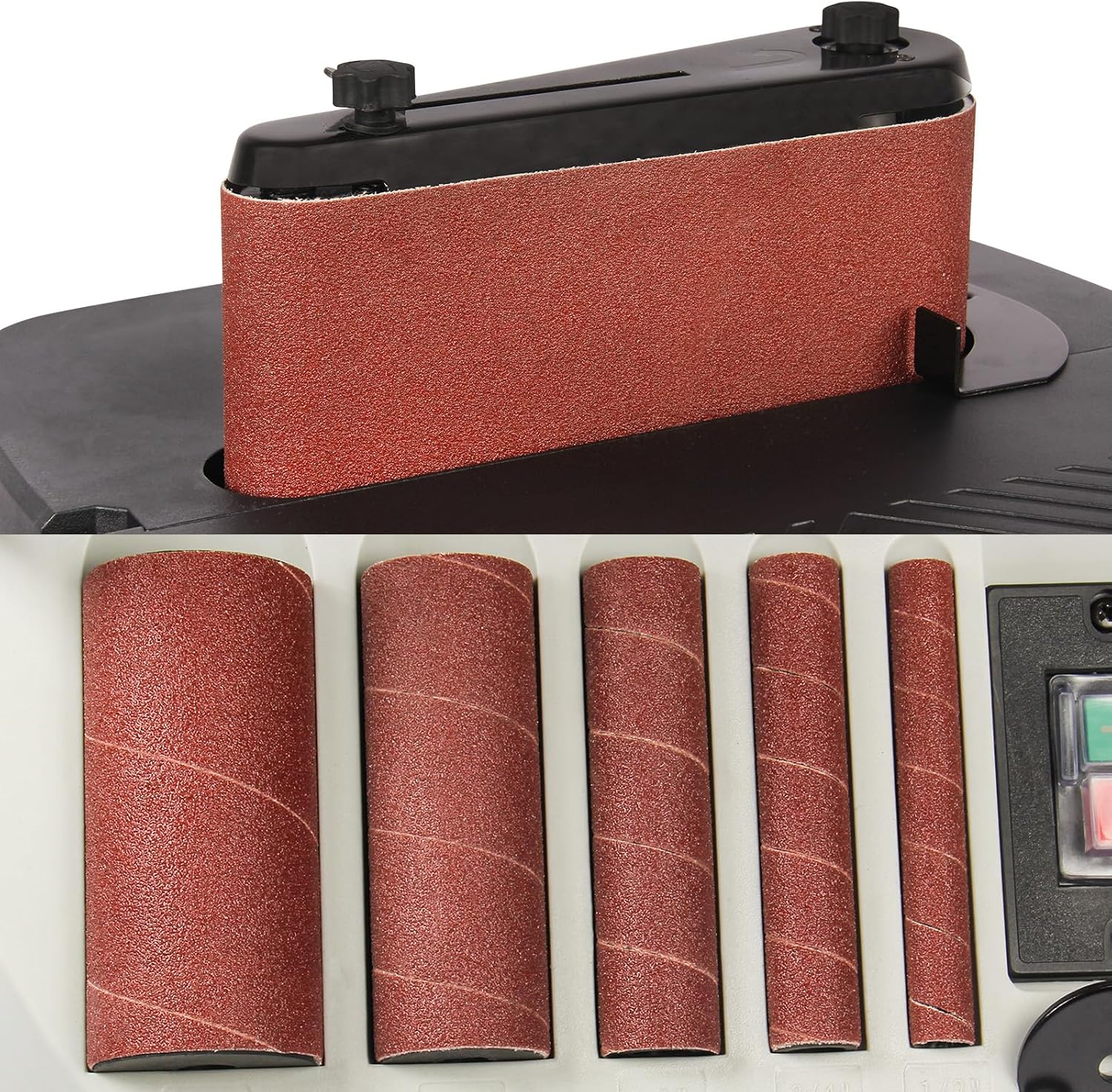 4 x 24 Belt & Oscillating Spindle Sander, KAKA INDUSTRIAL WS-100D | 5 sanding sleeves included