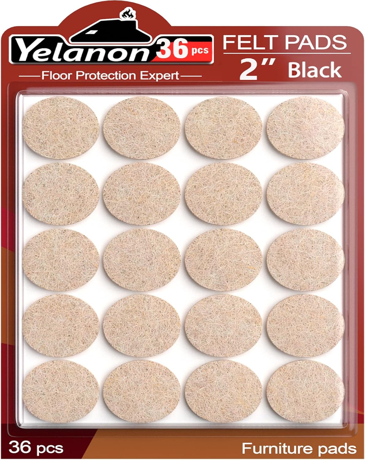 Yelanon Felt Furniture Pads 56 Pcs for Hardwood Floors Brown
