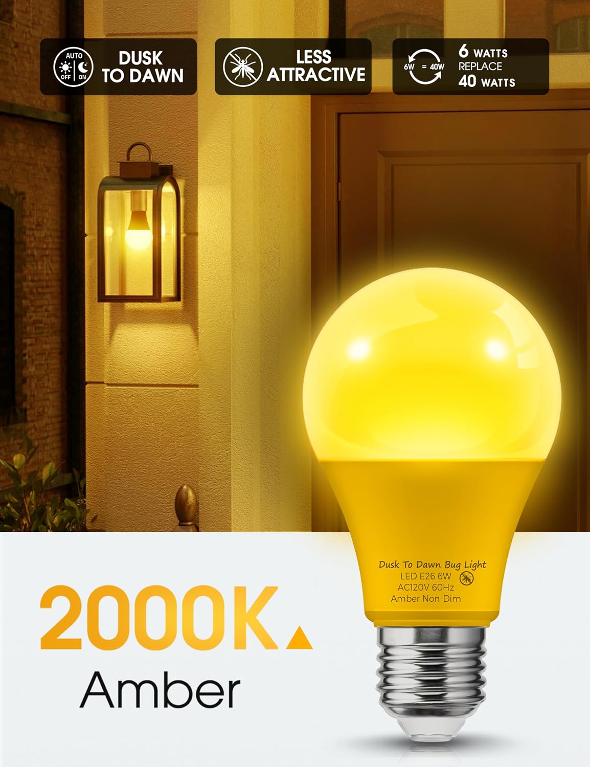 LOHAS Dusk to Dawn Sensor Light Bulbs, 40W Equivalent LED Outdoor Lighting