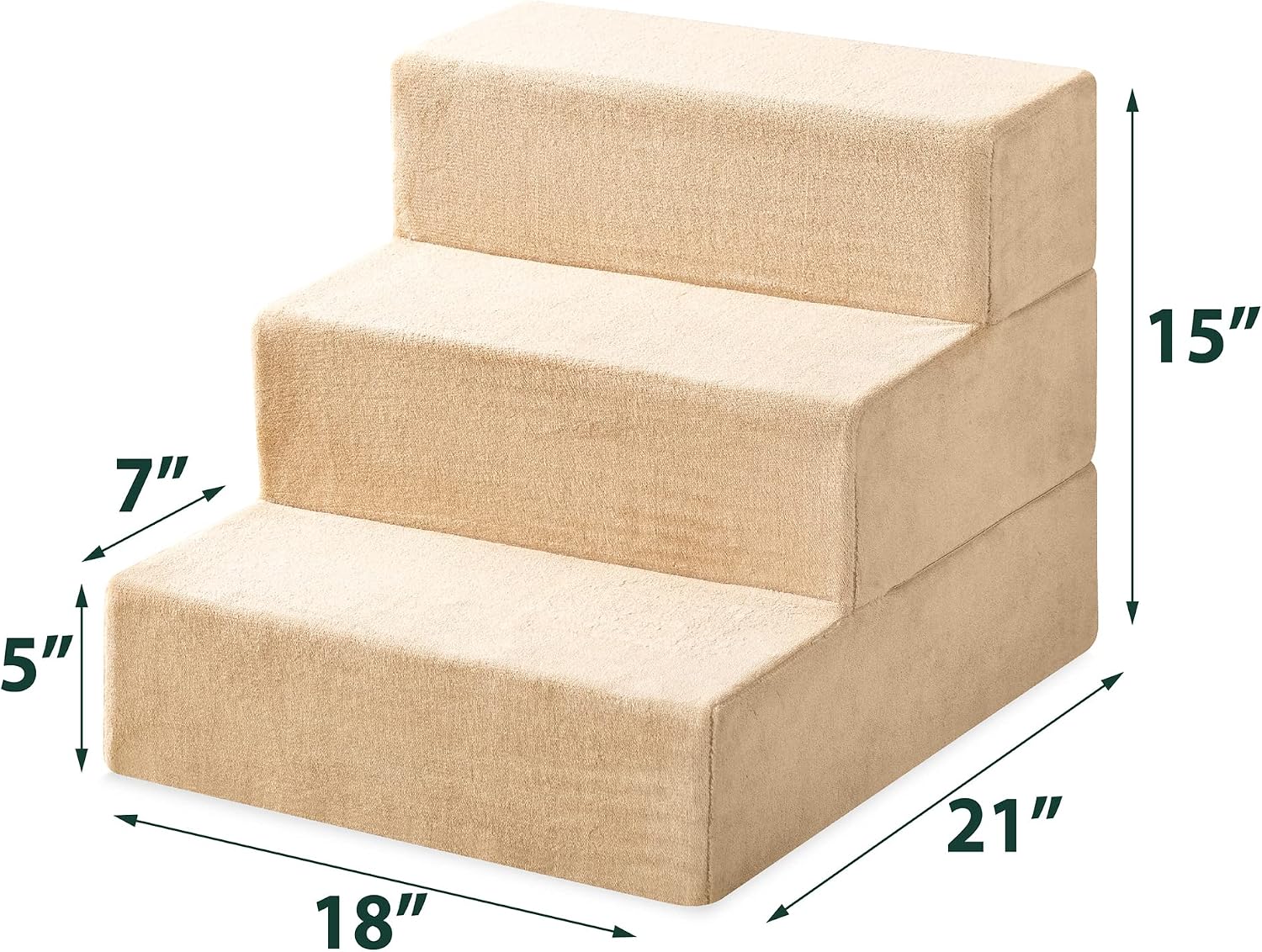 ZINUS Foam 13 Inch 2-Step Step Pet Stairs / Pet Ramp for Cats and Dogs, Extra Small, Beige