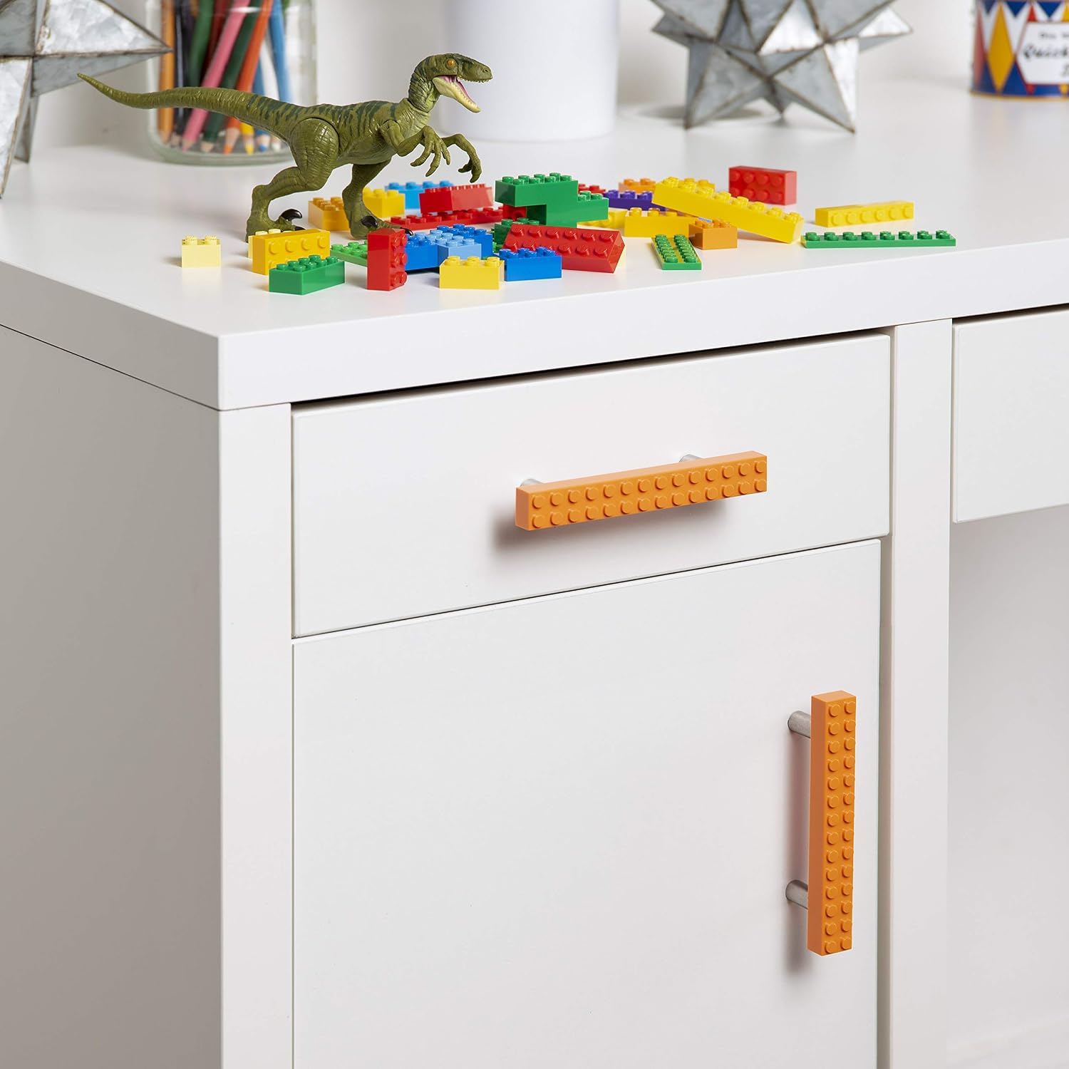 Set of 2 Build-On Brick Drawer Pulls (Green)