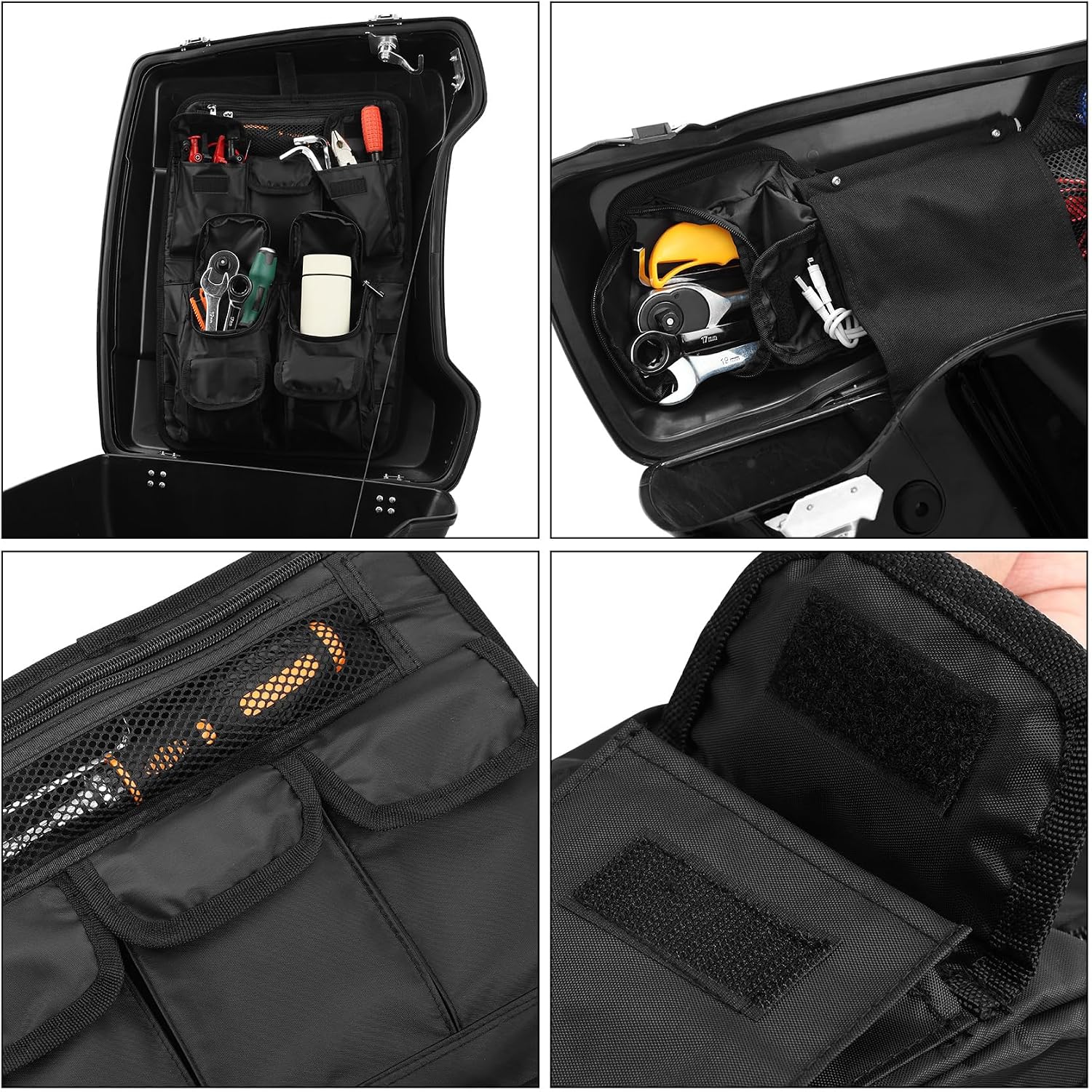 TCMT Motorcycle Saddle Bag Lid Organizer for Harley Touring Road King Street Electra Road Glide FLH/T 1999-2013