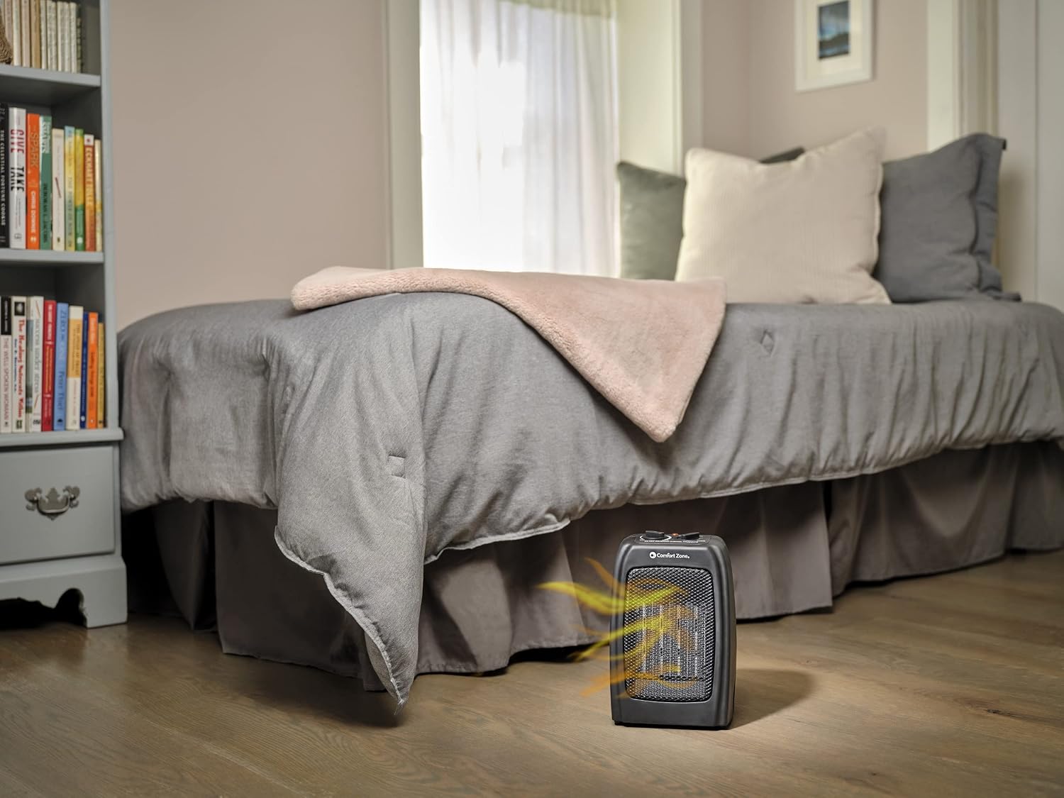 Comfort Zone CZ442E Personal Energy Save Ceramic Heater - 1500W Portable with Adjustable Thermostat, Tip-Over Switch & Overheat Protection, Black