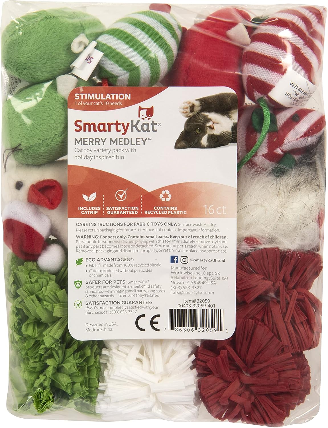 SmartyKat (16 Set Bundle) Birthday Bash Variety Pack Catnip Cat Toys - Multi Color, Set of 16