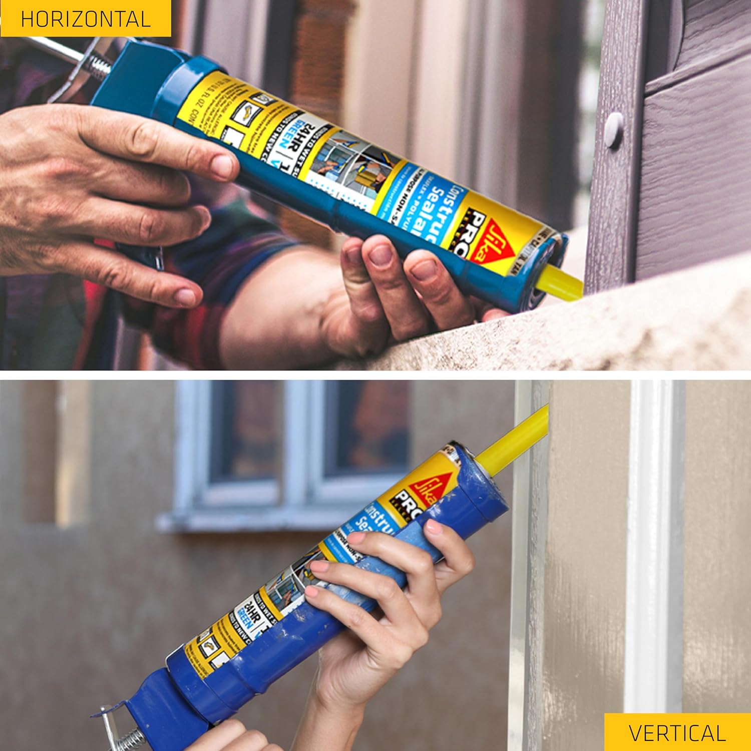 SIKA Sikaflex Construction Sealant - White, All-Purpose Polyurethane for Joints 1/2" or Smaller - 10.1 fl. oz - Weatherproof, High Elasticity, Paintable, Strong Adhesion