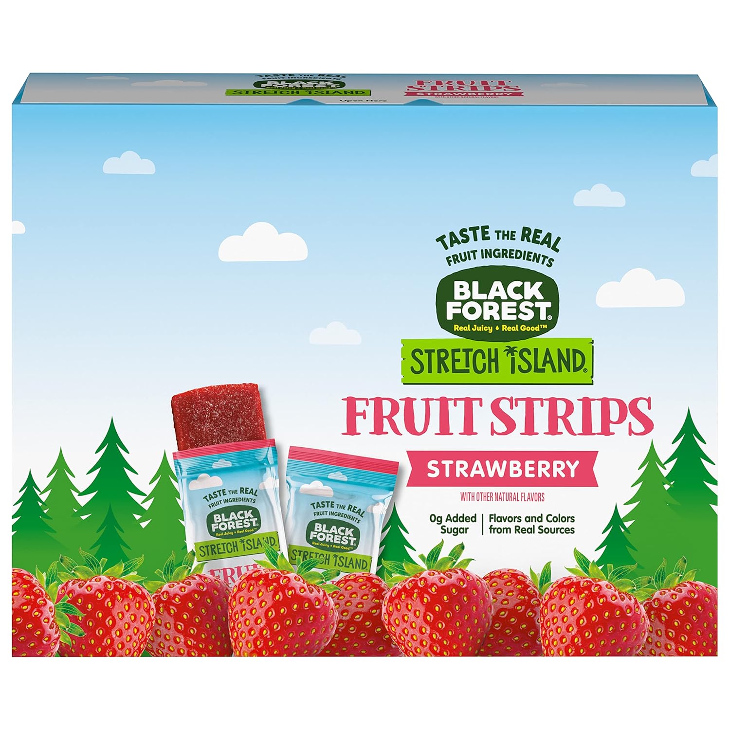 Black Forest, Stretch Island, Fruit Strips, Cherry, Apple, Raspberry, Grape, Strawberry, and Apricot, Zero Grams Added Sugar Non-GMO, 48 ct
