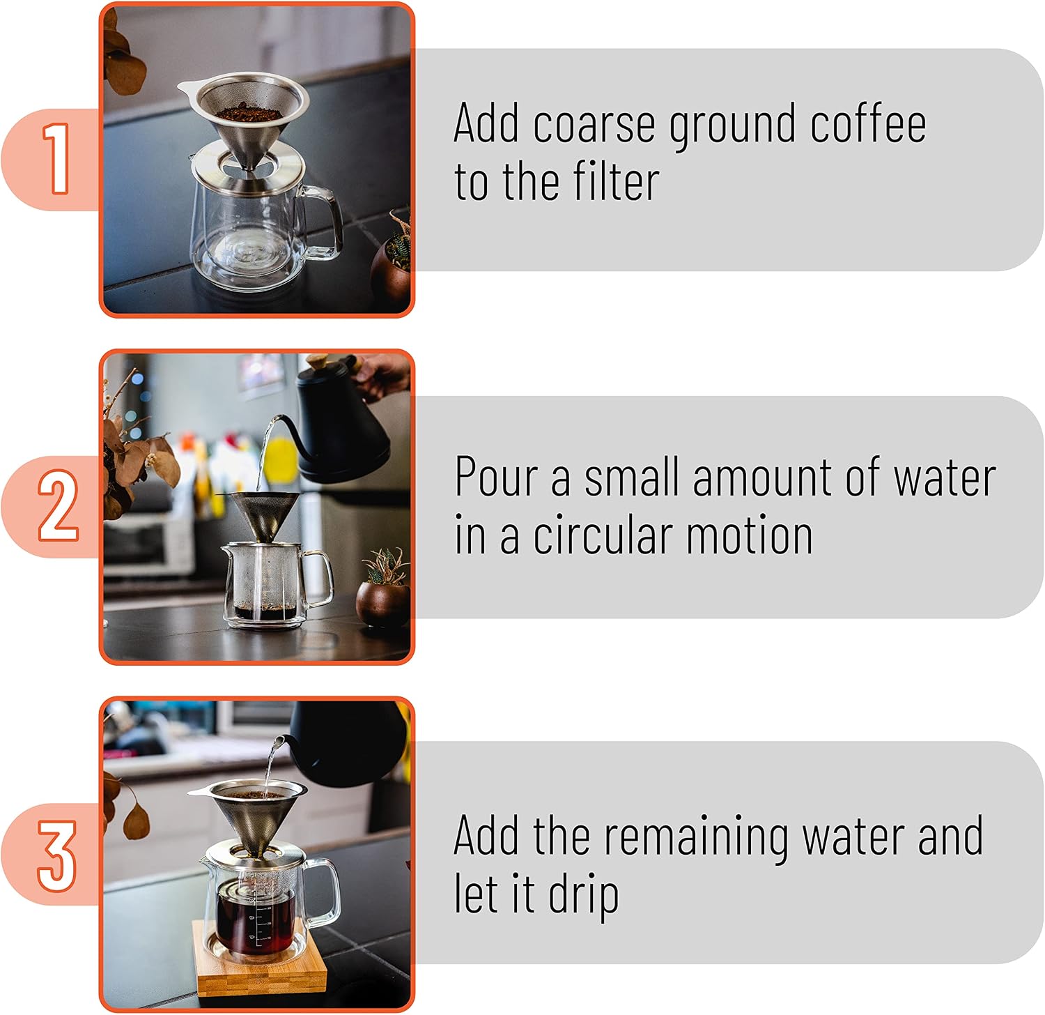 Brew To A Tea BTaT- Pour Over Coffee Maker Set, Double Wall Glass, 16 oz, Drip Coffee Maker Pour Over, Permanent Filter