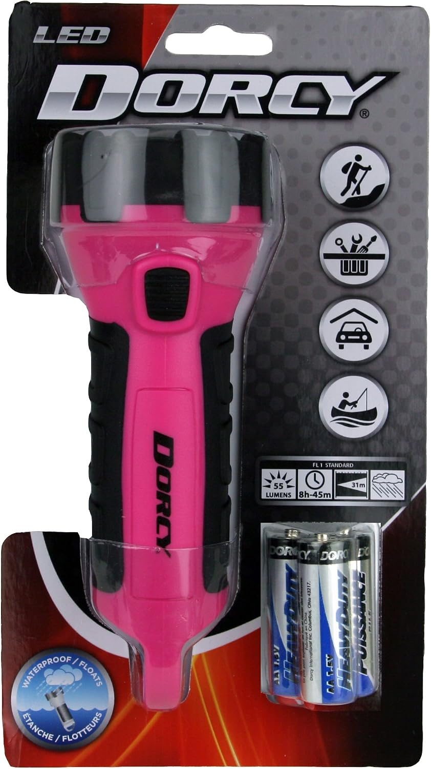 Dorcy 55 Lumen Floating Water Resistant LED Flashlight with Carabineer Clip, Purple (41-2508)