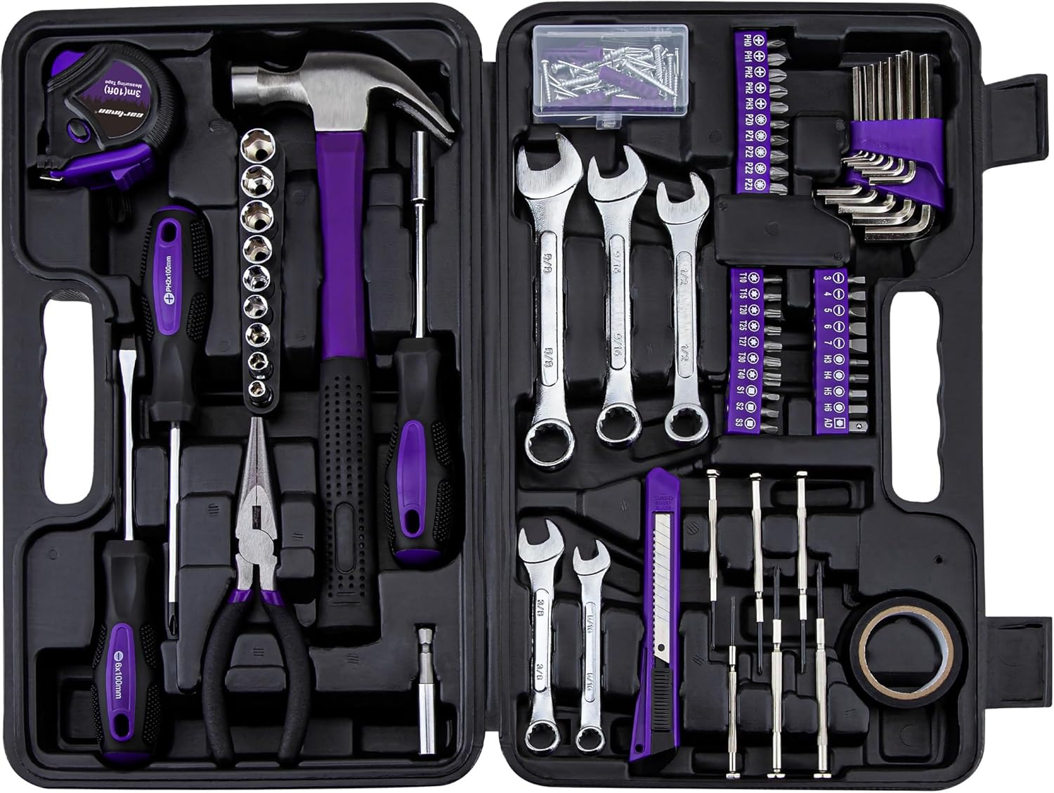 CARTMAN 148-Piece Automotive And Household Tool Set, Blue Repair Kit Case