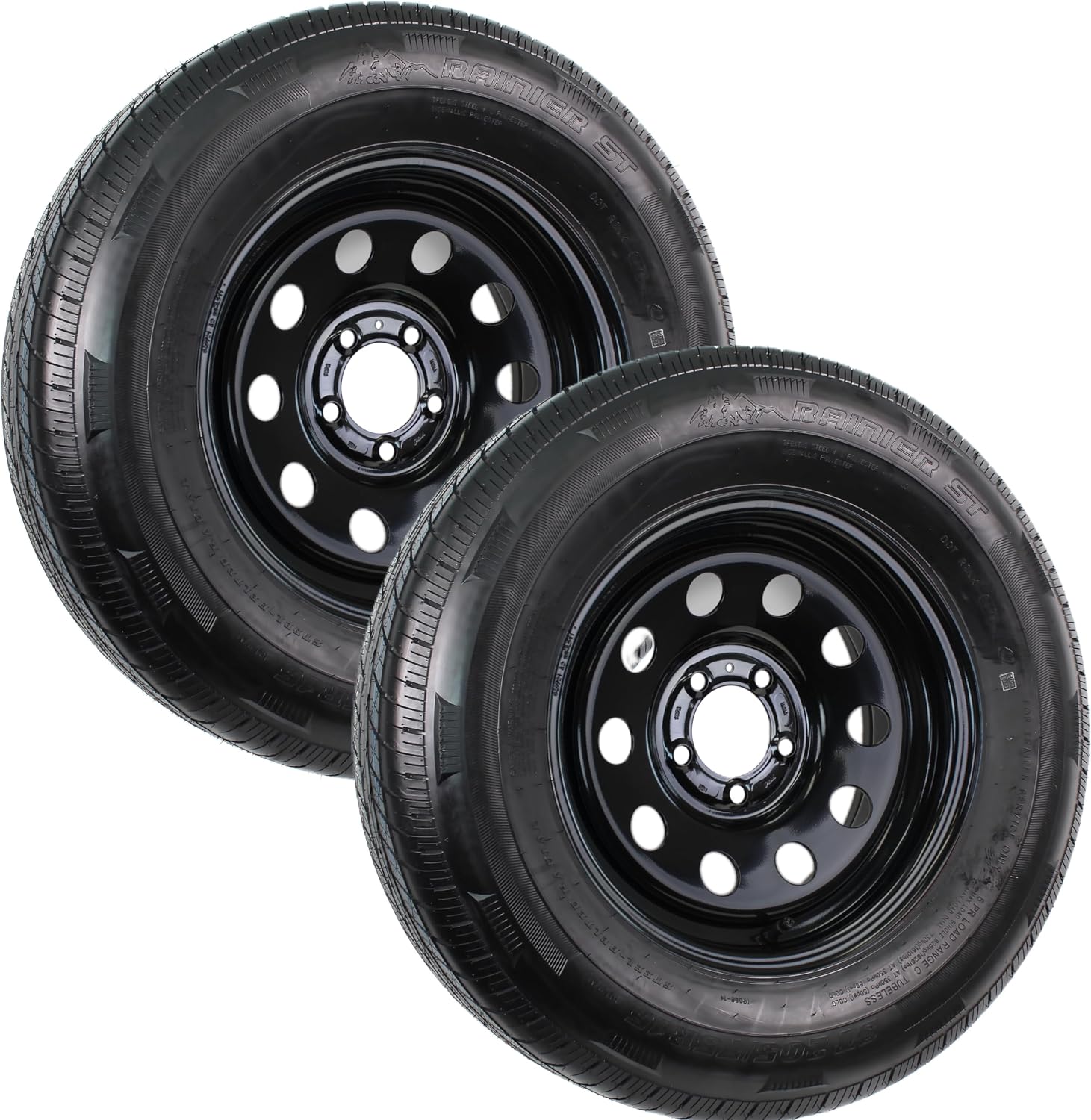 eCustomrim 2-Pack Radial Trailer Tire Rim Assembly ST205/75R15 5 Lug Black