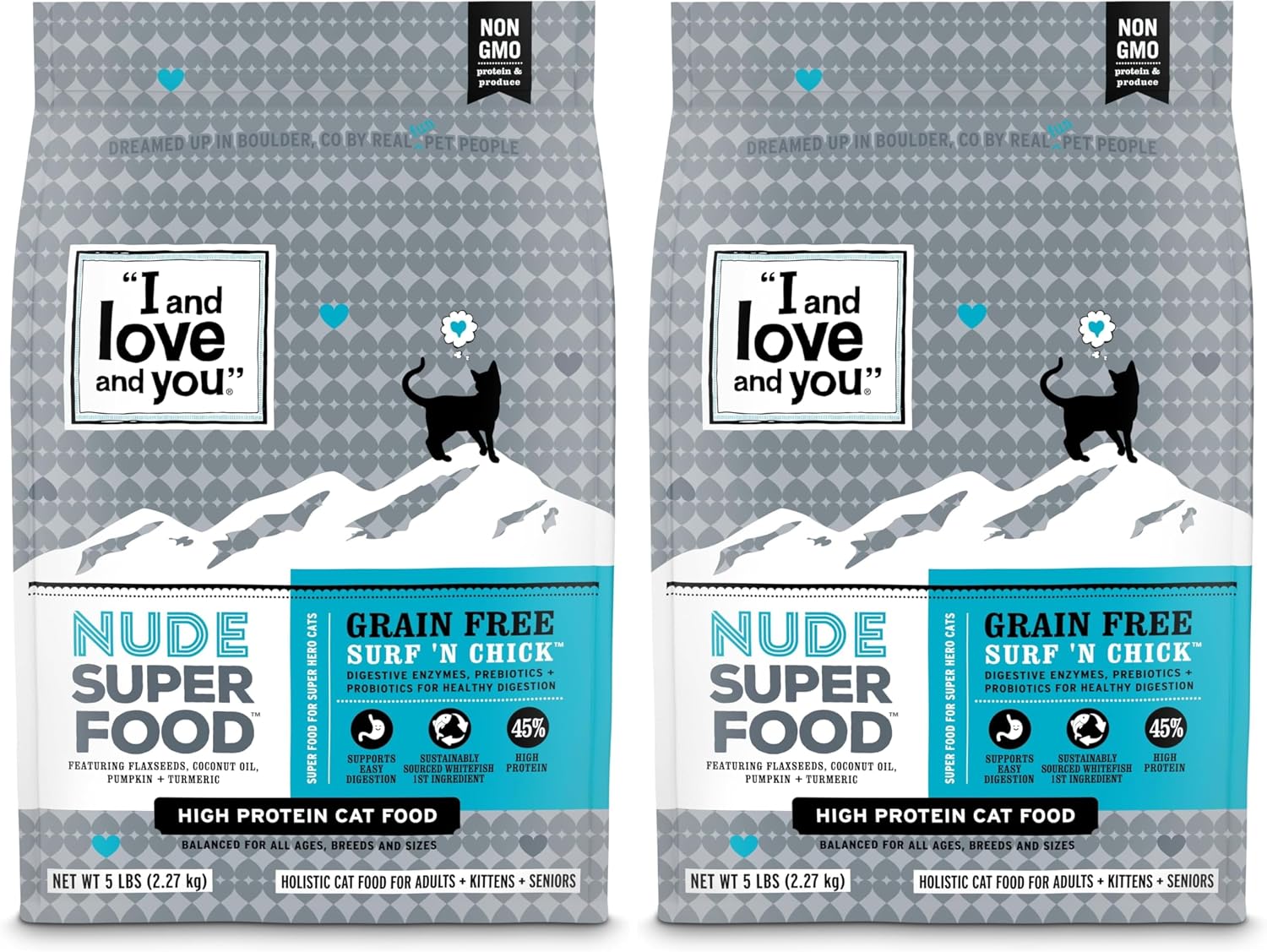 I and love and you Nude Super Food Dry Cat Food - Turkey + Chicken - Grain Free, High Protein, No Fillers, Superfoods, 5lb Bag