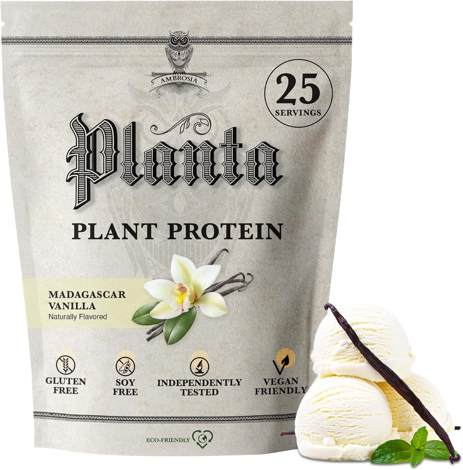 Ambrosia Plant Based Protein Powder 20g | Clean Vegan Pea Protein Powder | Gluten & Dairy Free, Keto Friendly, No Added Sugar | 25 Servings | Banana Maple