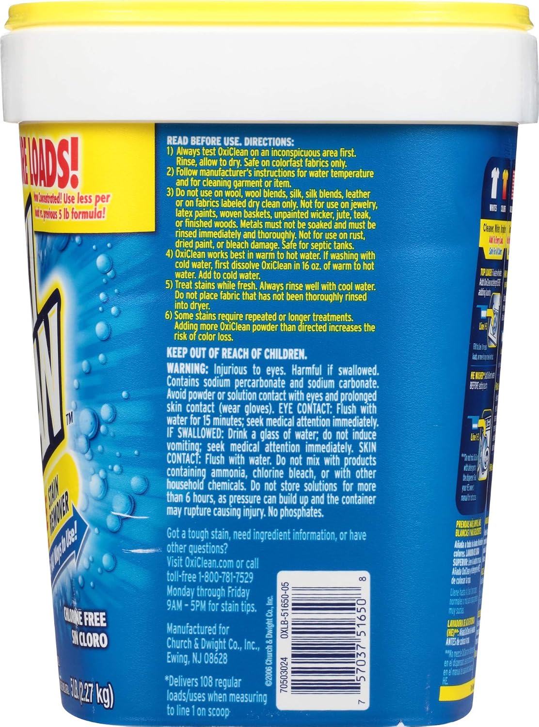 OxiClean Versatile Stain Remover Powder, 5 lb | 101+ Household Uses, Tough Stain Removal, Laundry Booster, Multi-Surface Cleaning, Color Safe, Chlorine Free
