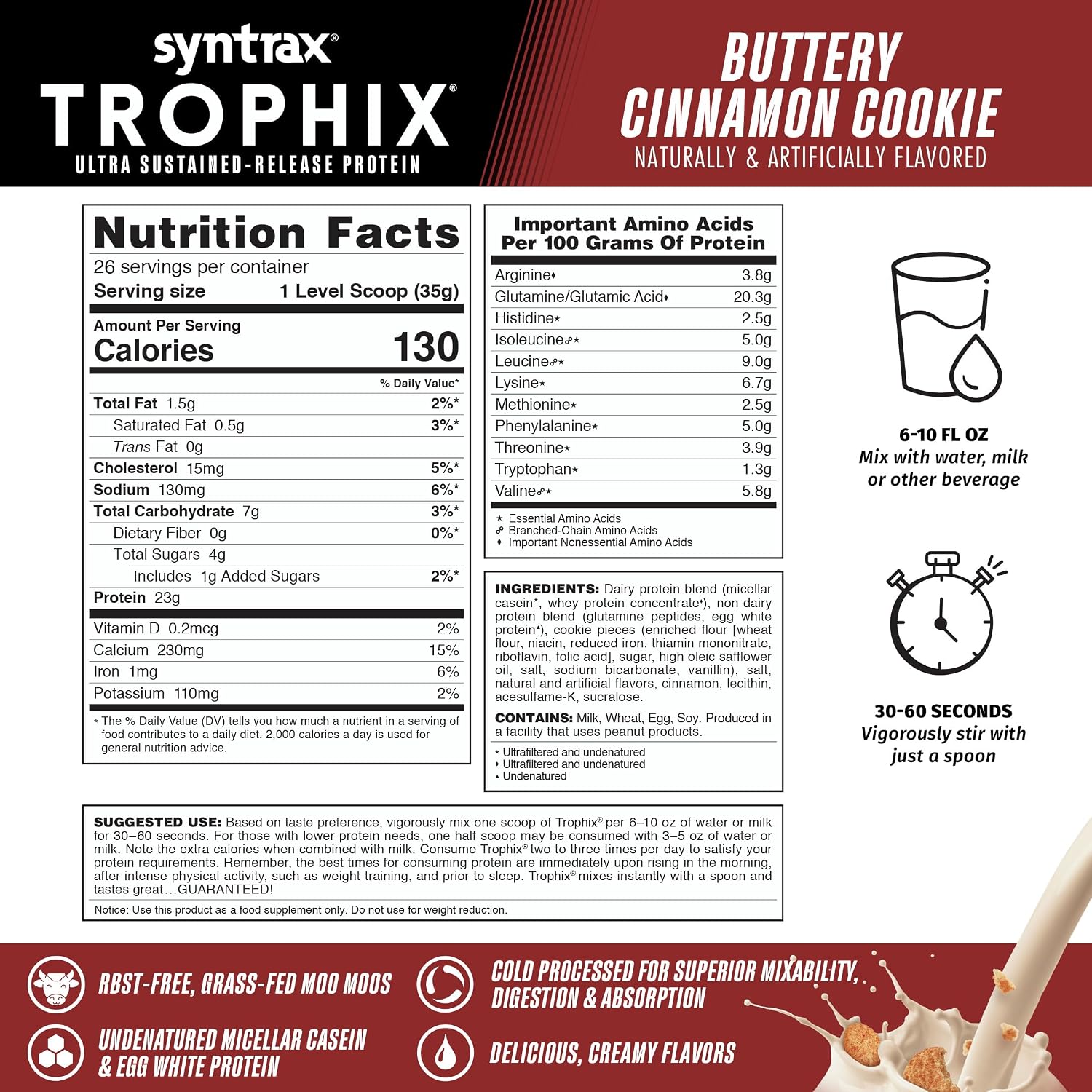 Syntrax Nutrition Trophix, Ultra Sustained-Release Protein Powder Blend, Chocolate Supreme, 5 lbs.