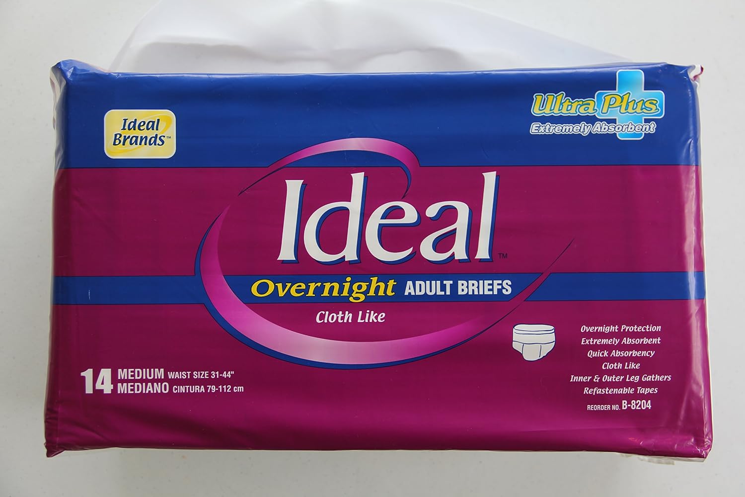 Adult Briefs (Diapers) Over Night Ultra Plus Extreme Absorbency- Size- Medium B-8204- CASE of 56-4 Bags of 14