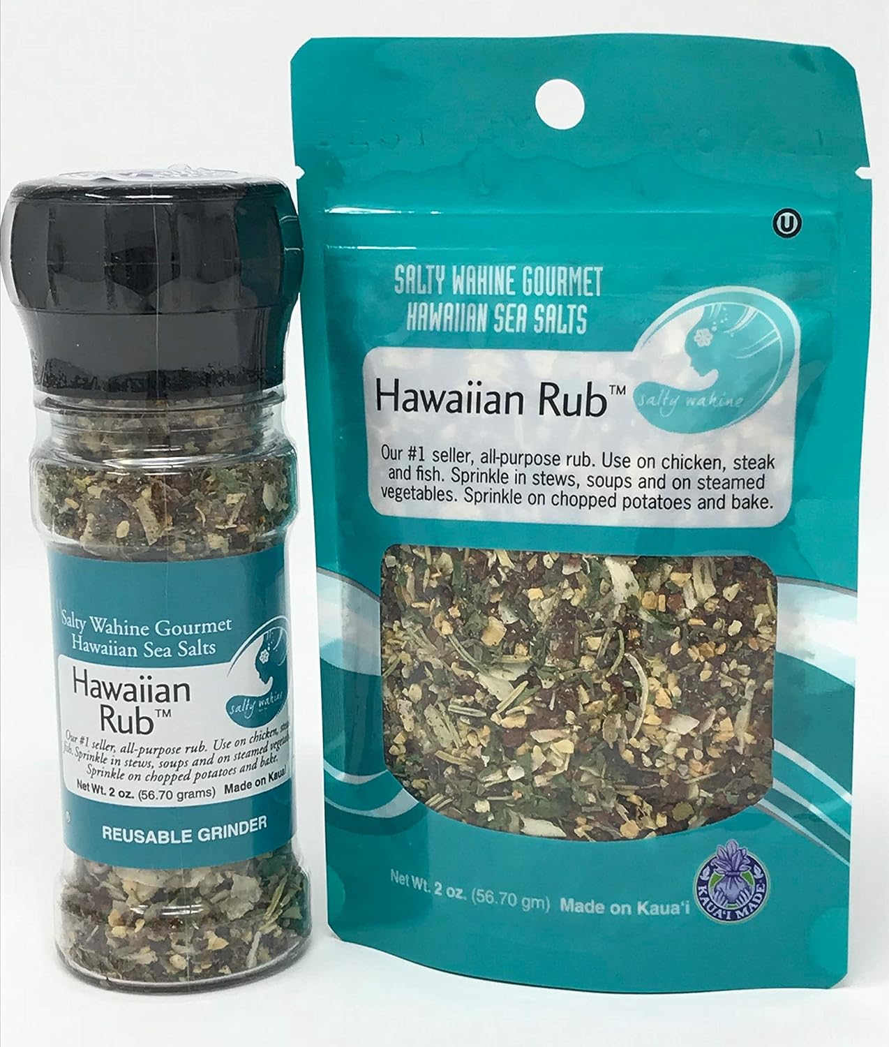Salty Wahine Gourmet Hawaiian Sea Salts, Hawaiian Sea Salt and Rainbow Peppercorns, 4 Ounce