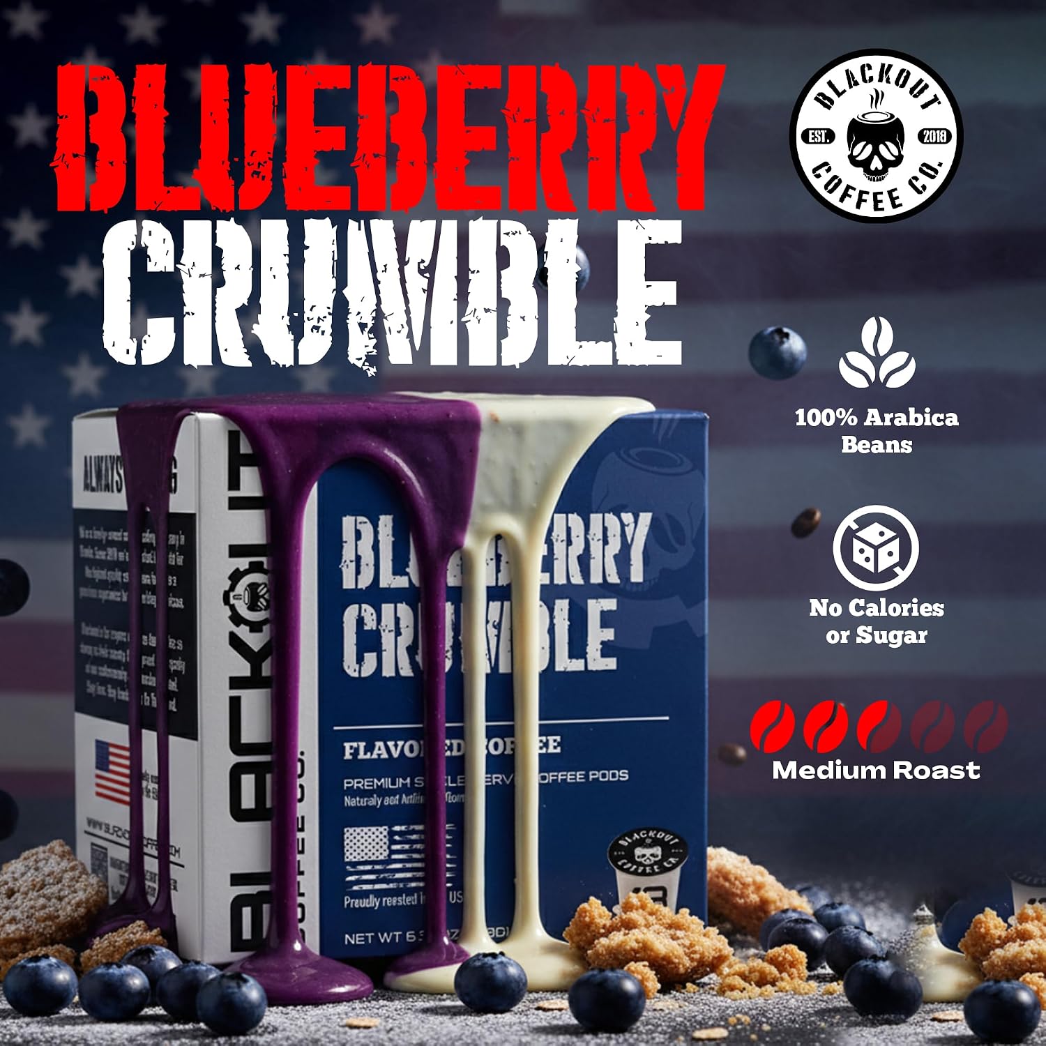 Blackout Coffee Blueberry Crumble Ground Coffee, Medium Roast, 12 oz