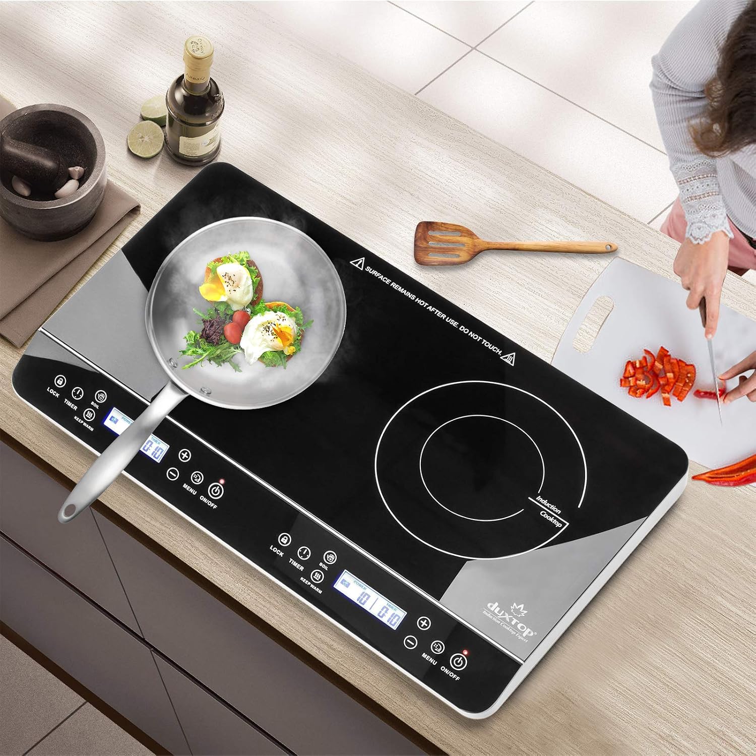 Duxtop LCD Portable Double Induction Cooktop 1800W Countertop Burner 9620LS