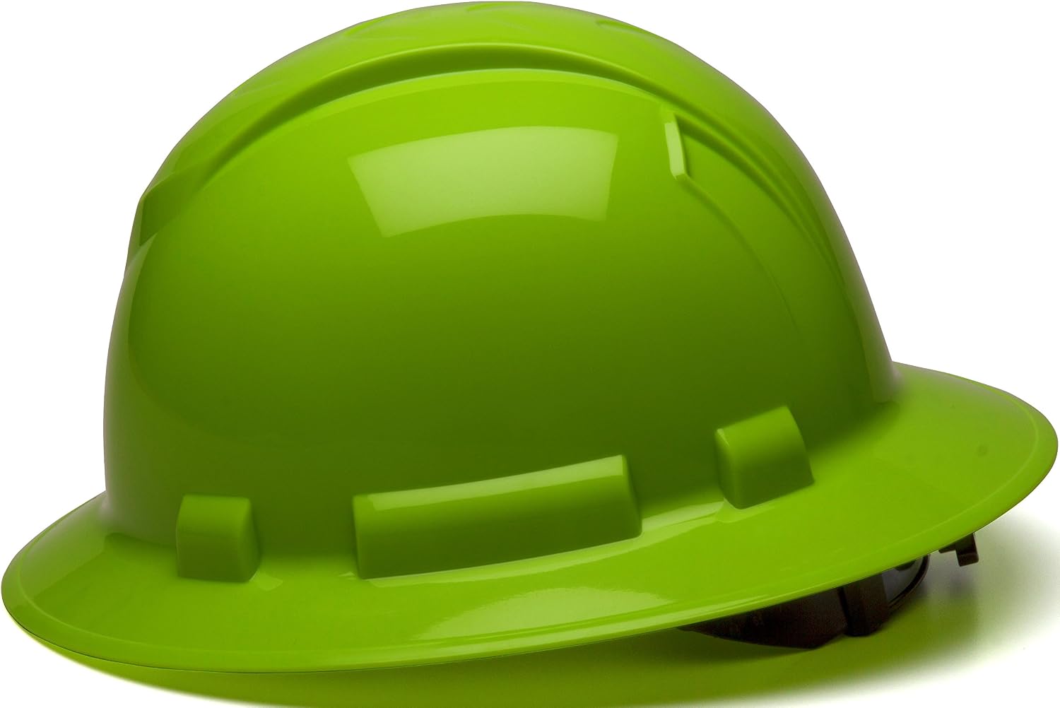 Pyramex Ridgeline Full Brim Hard Hat 4 Point Ratchet White | Full-brim sun & rain protection, HDPE shell, Ratchet suspension, Construction & utility, ANSI Z89.1 Type I Class C/G/E