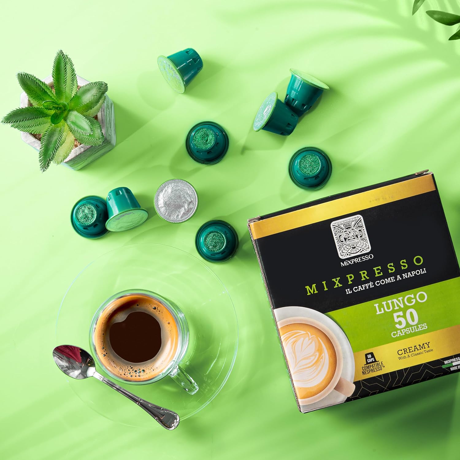 Mixpresso Classe Coffee Espresso Capsules Compatible With Nespresso Original Brewers, Single Cup Coffee Pods 100% from Italy, Medium Roast 80% Arabica Espresso, 50 Count Coffee Capsule Intensity 8/12 | 50 Count Single Cup Coffee Pods Compatible With Nesp…