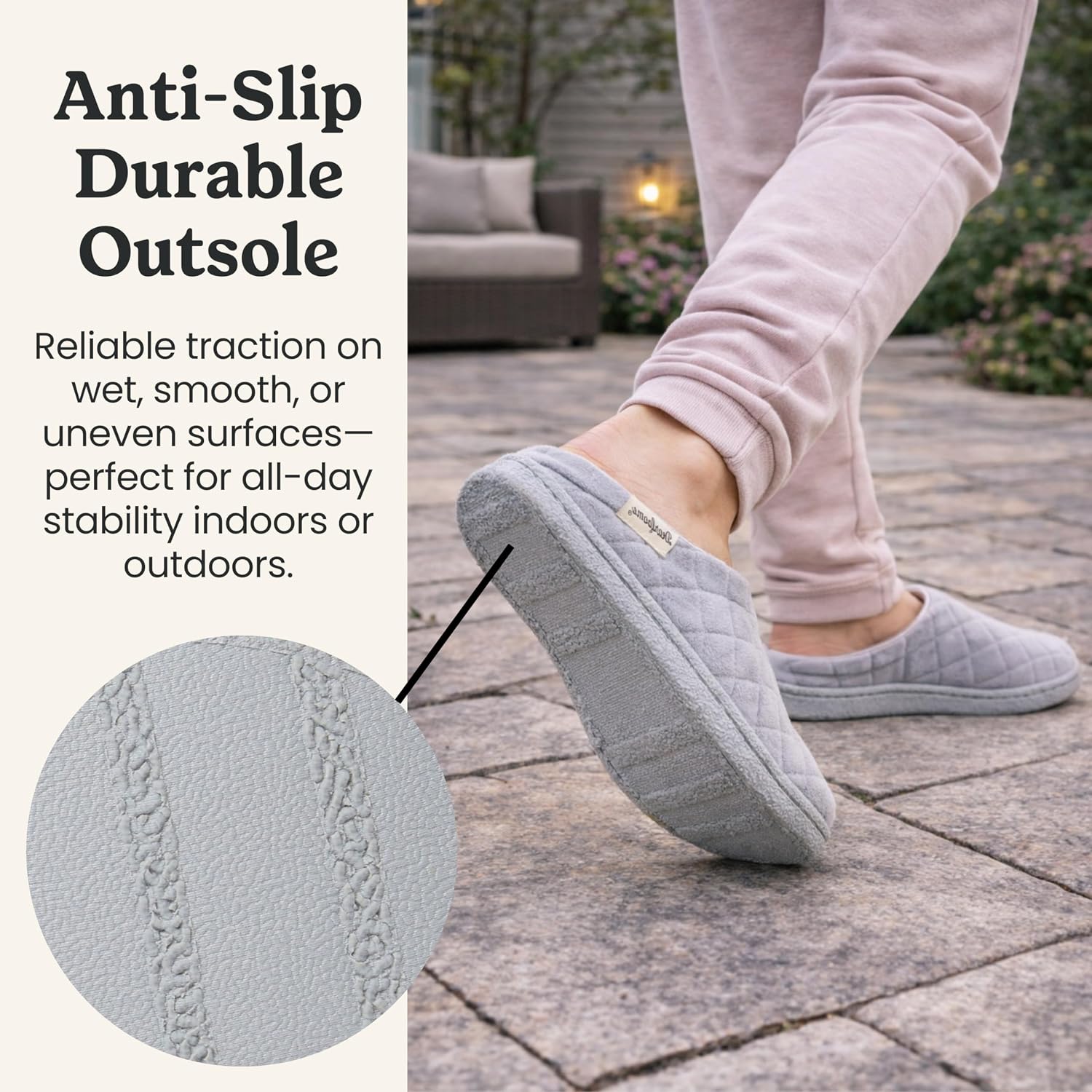 Leslie Terry Clog House Shoes with Memory Foam, Indoor Slippers with Wide Widths