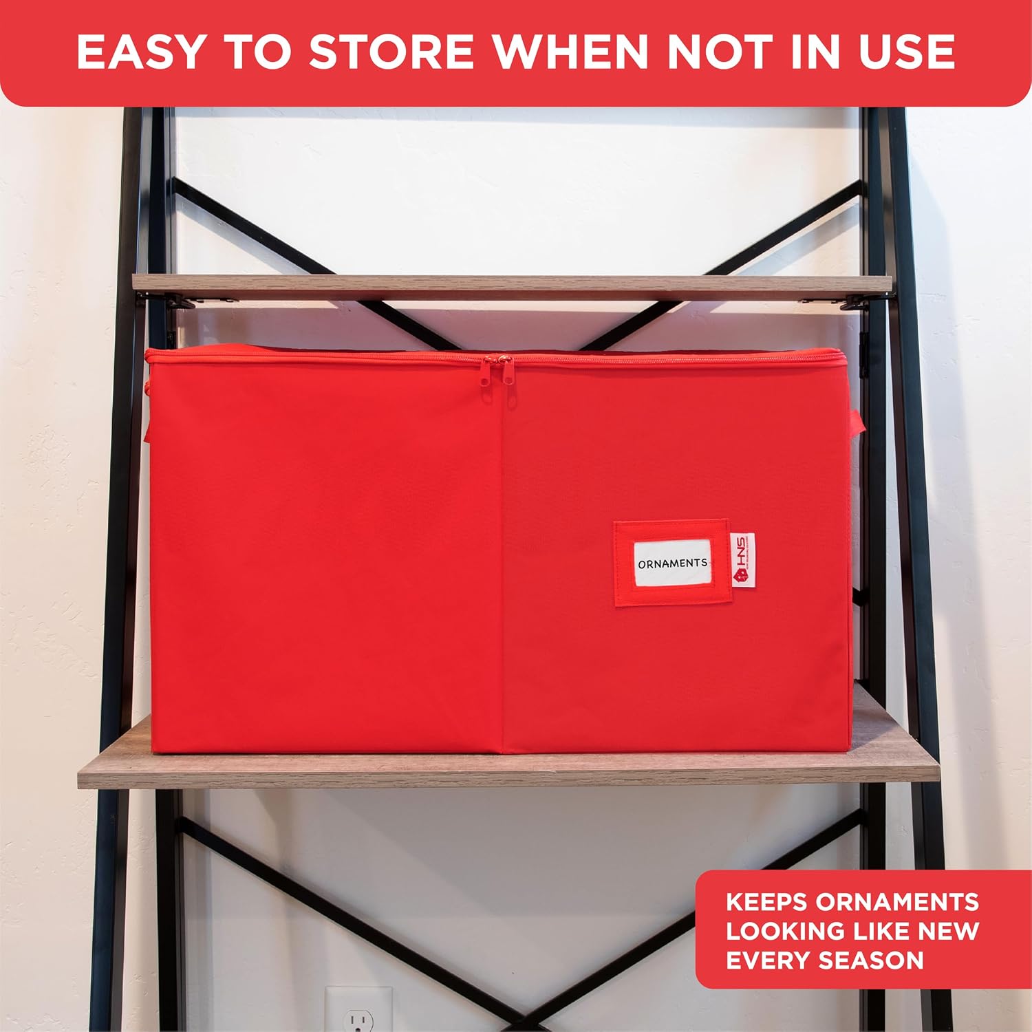Christmas Ornament Storage Container with Dividers - Box Stores Up to 54 Ornaments, Zippered, Convenient, Adjustable