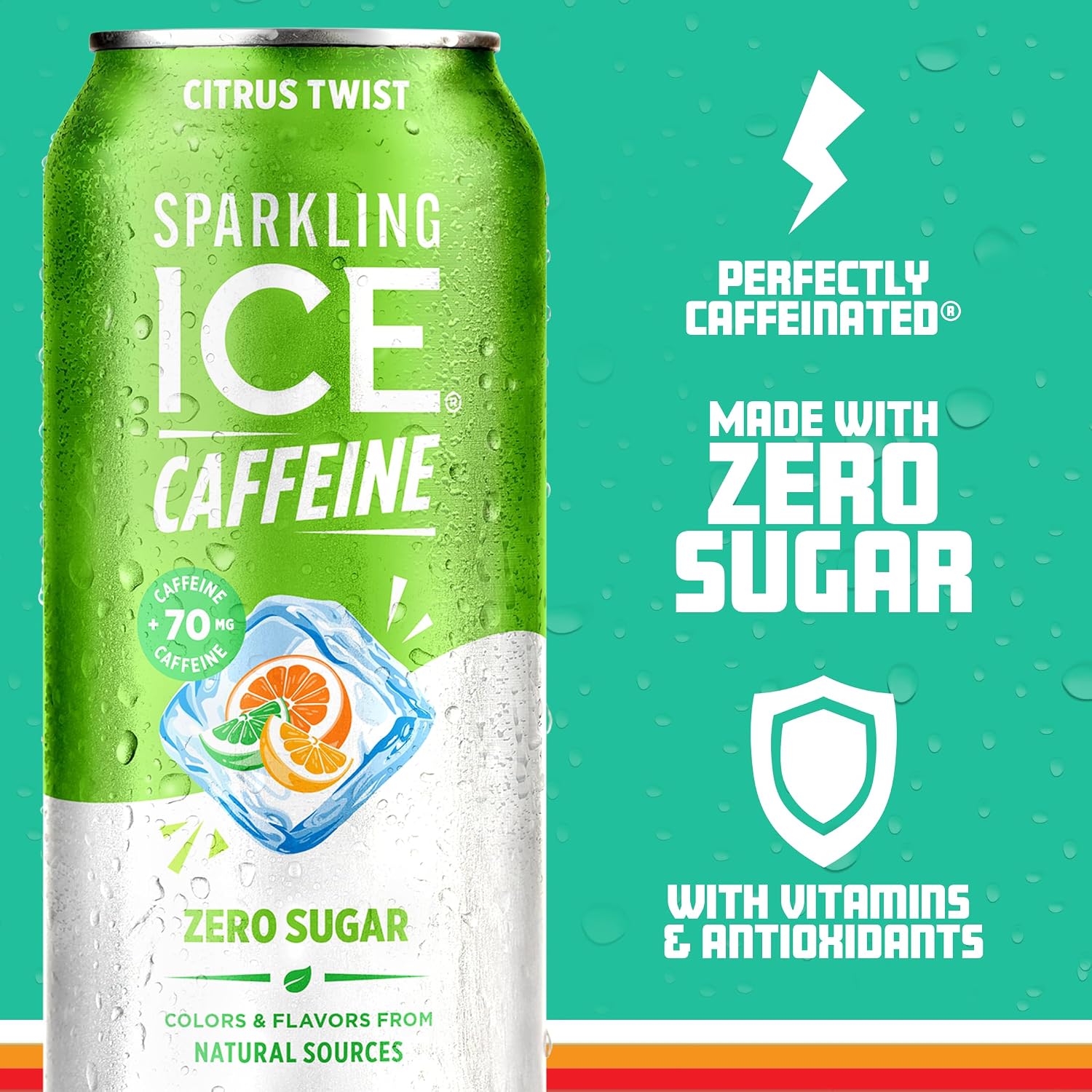 Sparkling Ice Caffeine Black Raspberry Sparkling Water with Caffeine, Zero Sugar, with Antioxidants and Vitamins,16 fl oz Cans (Pack Of 12)