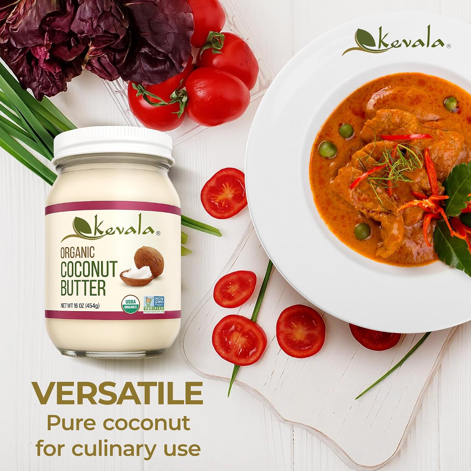 Kevala Organic Coconut Butter - 2 lb, Natural Plant Based Sandwich Spread | Coconut Cream for Cooking and Baking, Addition to Keto Snacks and Breakfast Ingredient, Dairy Free Organic Butter Spread