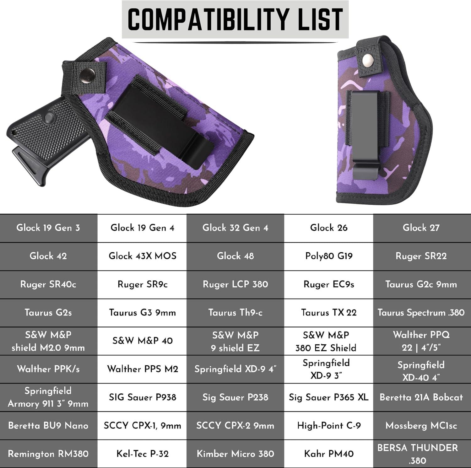 Gun Holsters for Men/Women, 380 Holster for Pistols, Universal Airsoft Right/Left, IWB/OWB 9mm Holsters for Concealed Carry, Fits Glock