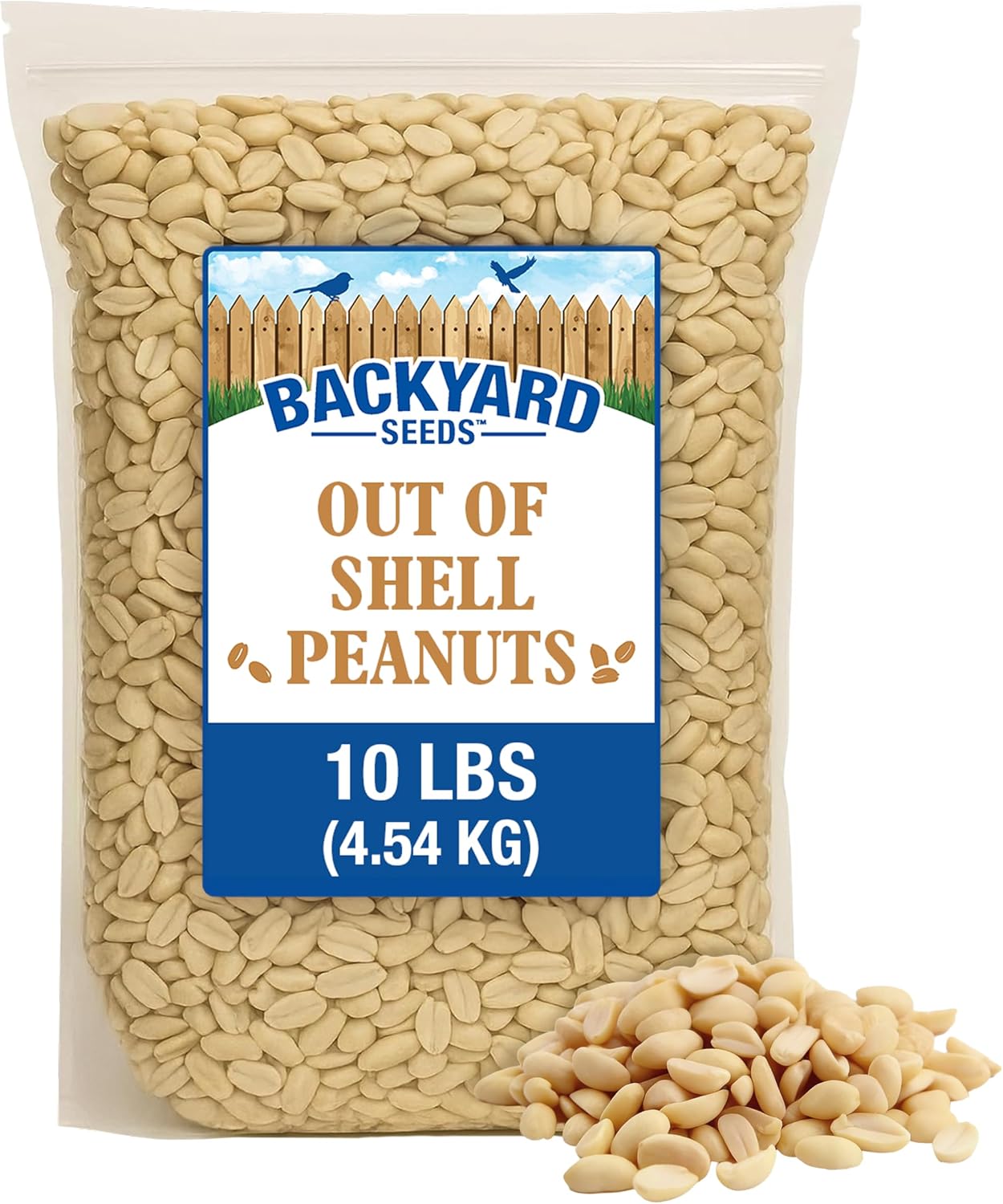 CountryMax Backyard Seeds Shelled Whole Peanuts for Woodpeckers, Birds, Squirrels & Wildlife – Premium Wild Animal Food, 10 lbs Bag