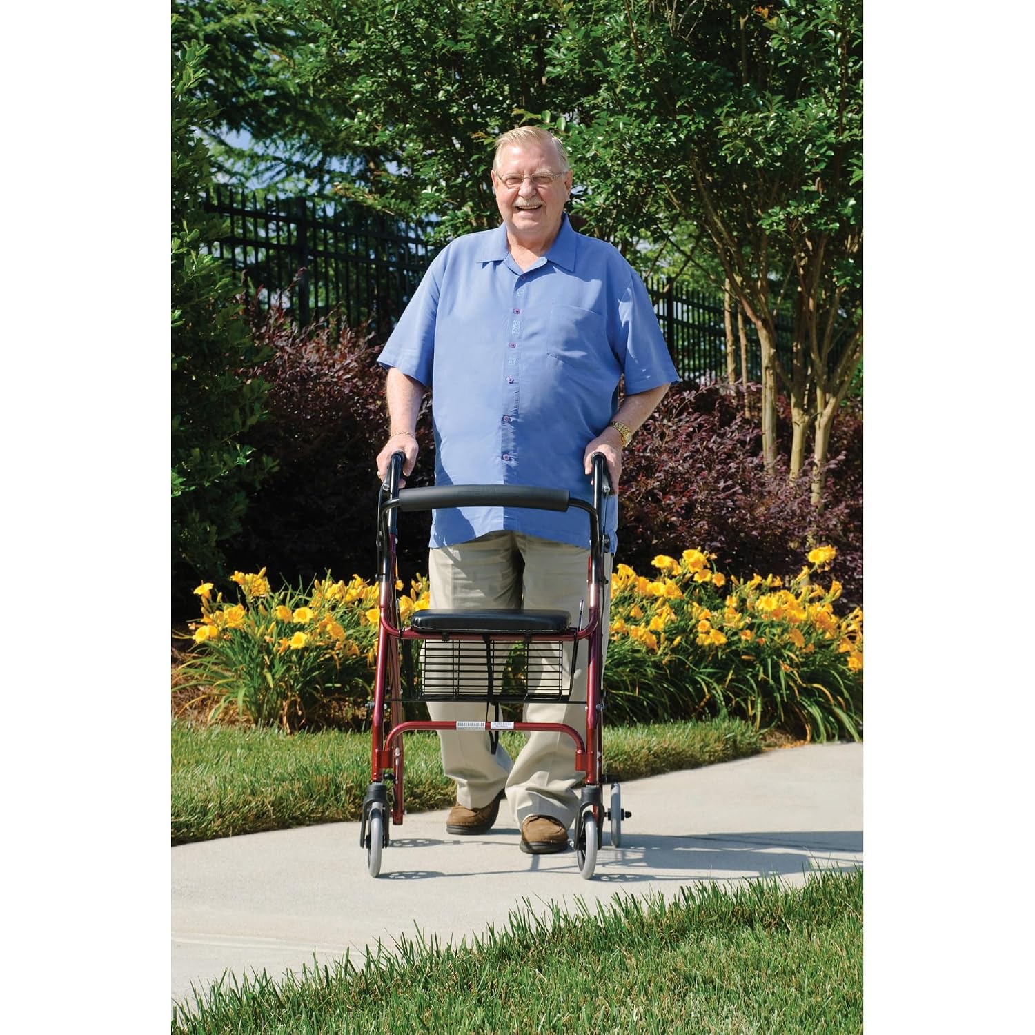 Lumex Walkabout Lite Rollator – Lightweight 14.5 lb. Rolling Walker with Seat for Seniors, Lavender