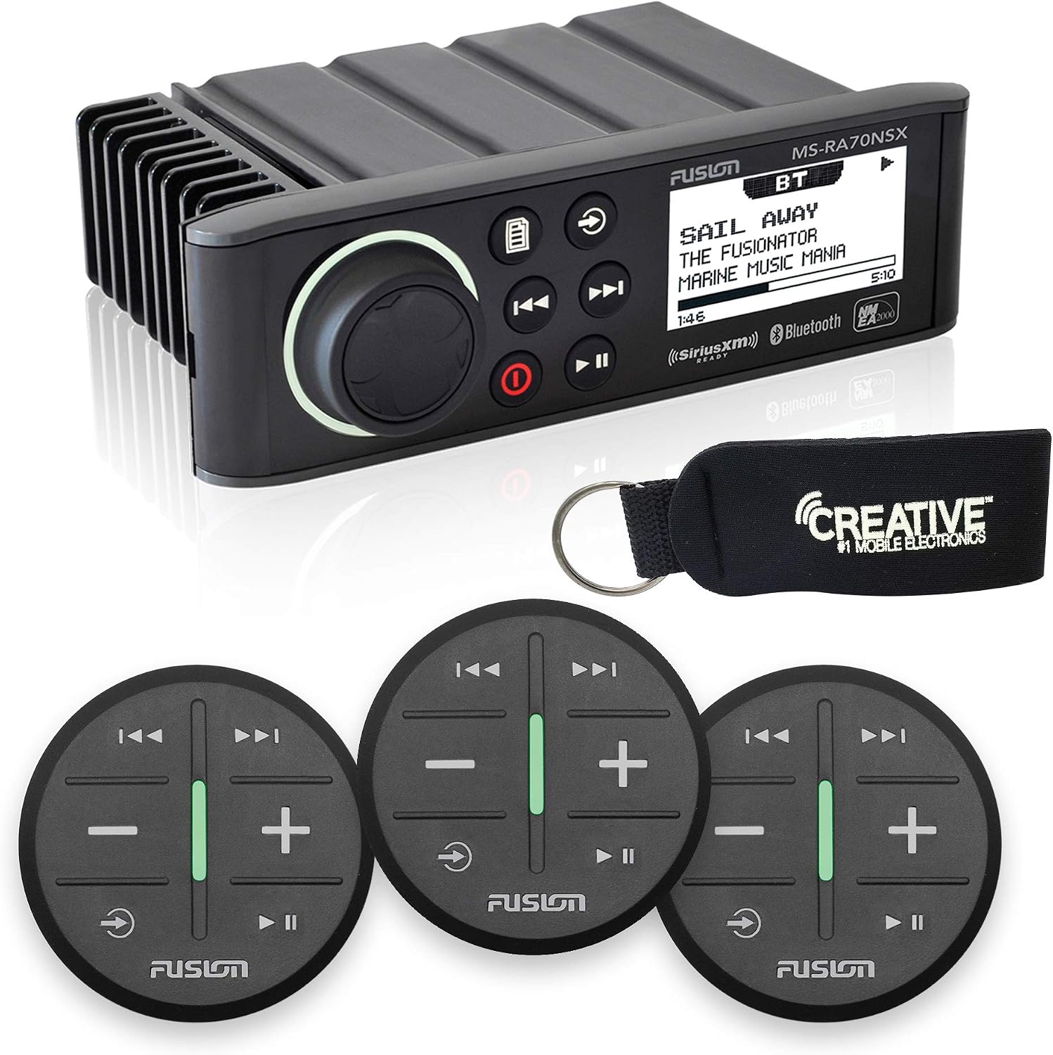 Fusion MS-RA70NSX Marine Entertainment System with Three Wireless Remotes for Three Zones - Black