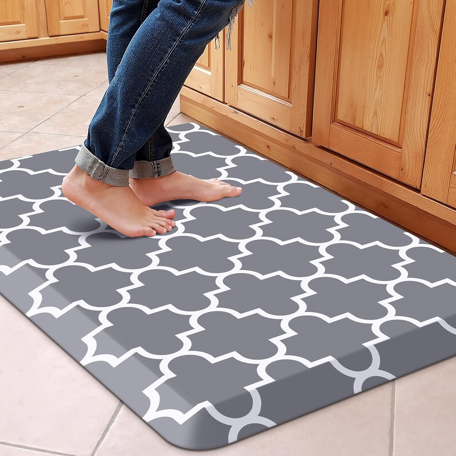 WISELIFE Kitchen Mats and Rugs Cushioned Anti-Fatigue, 17.3"x 60", Grey