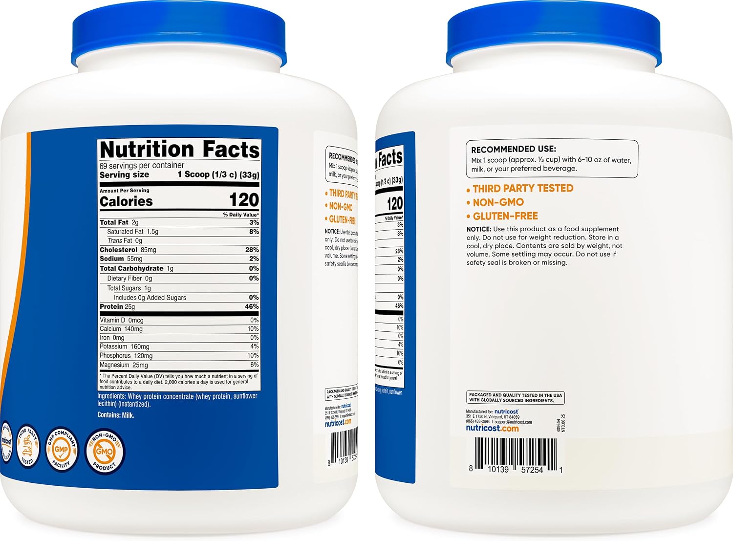 Nutricost Whey Protein Concentrate Powder (Unflavored) 2LBS, Gluten Free | GMO-Free