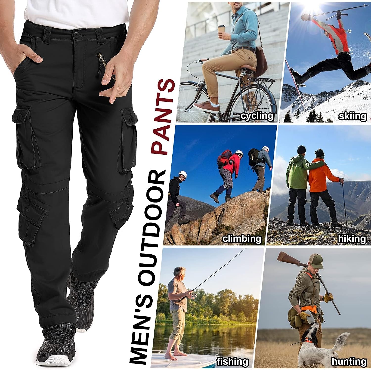 Mens Cargo Pants Camo Work Tactical Rip Stop BDU Casual Army Military Pants | 100% Cotton,Wear Resistant,Breathable,Sweat-absorbent,Men's Wild Cargo Pants with 8 Pockets,Relaxed Loose Fit Hiking Pants