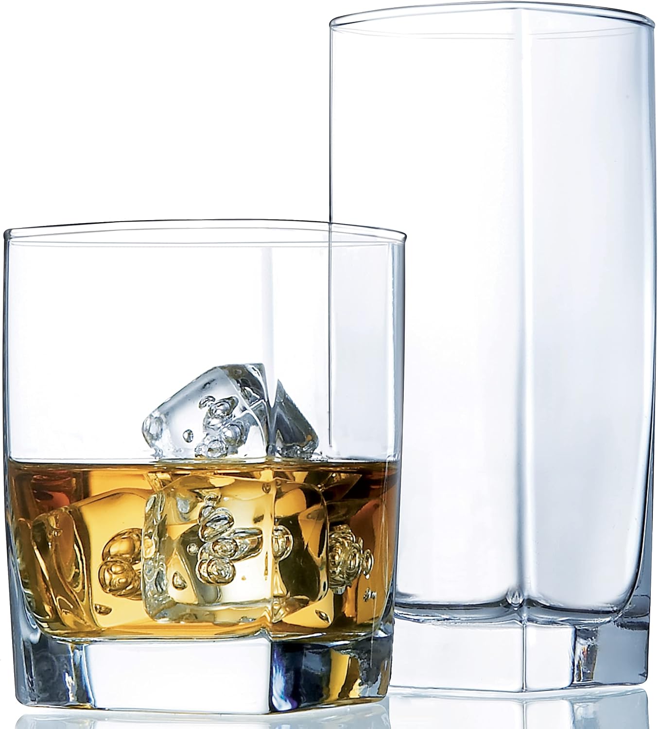 Le'raze Collins Everyday Drinking Glasses Set of 16 Drinkware Kitchen Glasses for Cocktail, Iced Coffee, Beer, Ice Tea, Wine, Whiskey, Water