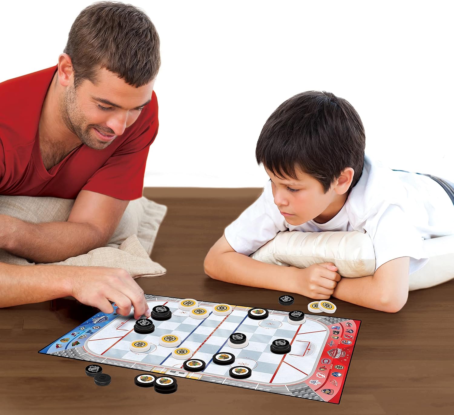 MasterPieces Officially licensed NHL League-NHL Checkers Board Game for Families and Kids ages 6 and Up