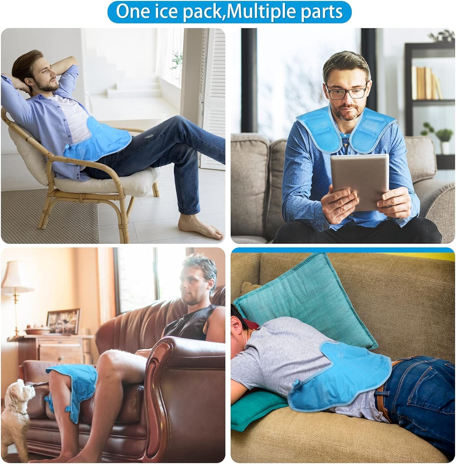 Reusable Ice Pack for Neck and Shoulders Upper Back Discomfort, Large Neck Ice Pack Wrap with Soft Plush Lining