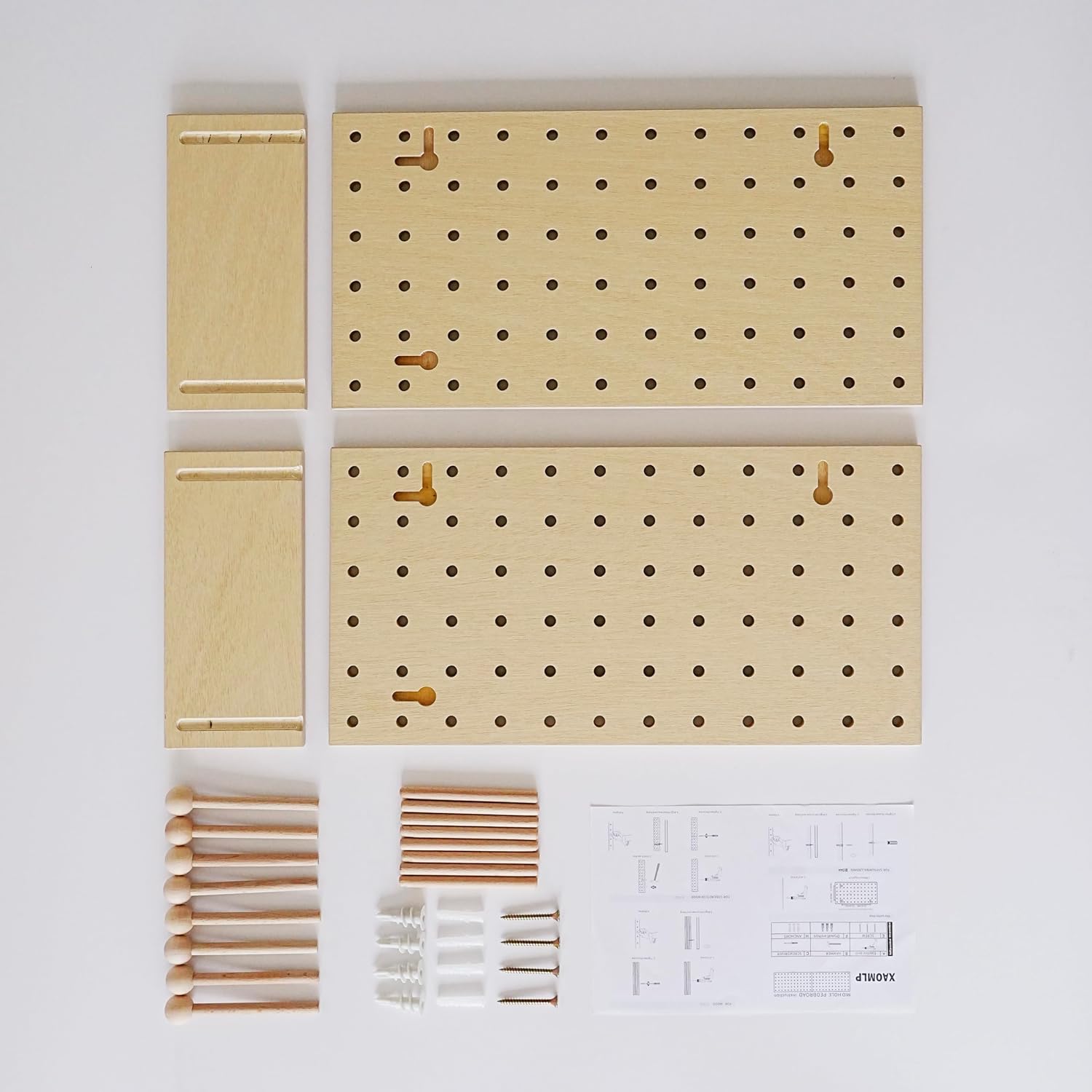 Wooden Pegboard Modular Display Organization Storage Wall Hooks Shelf(Color:Oak)